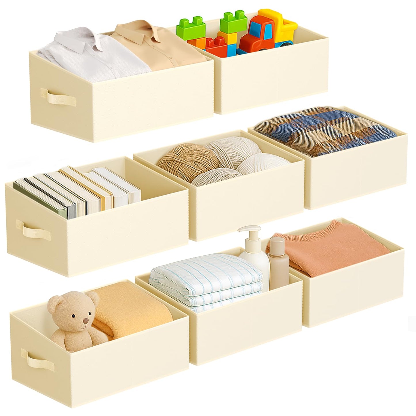 DIMJ Closet Storage Bins - Fabric Storage Baskets for Shelves, Collapsible Closet Organizers and Storage with Handles, Trapezoid Shelf Organization Storage Cubes for Purse, Toys, Books, Towel, Socks