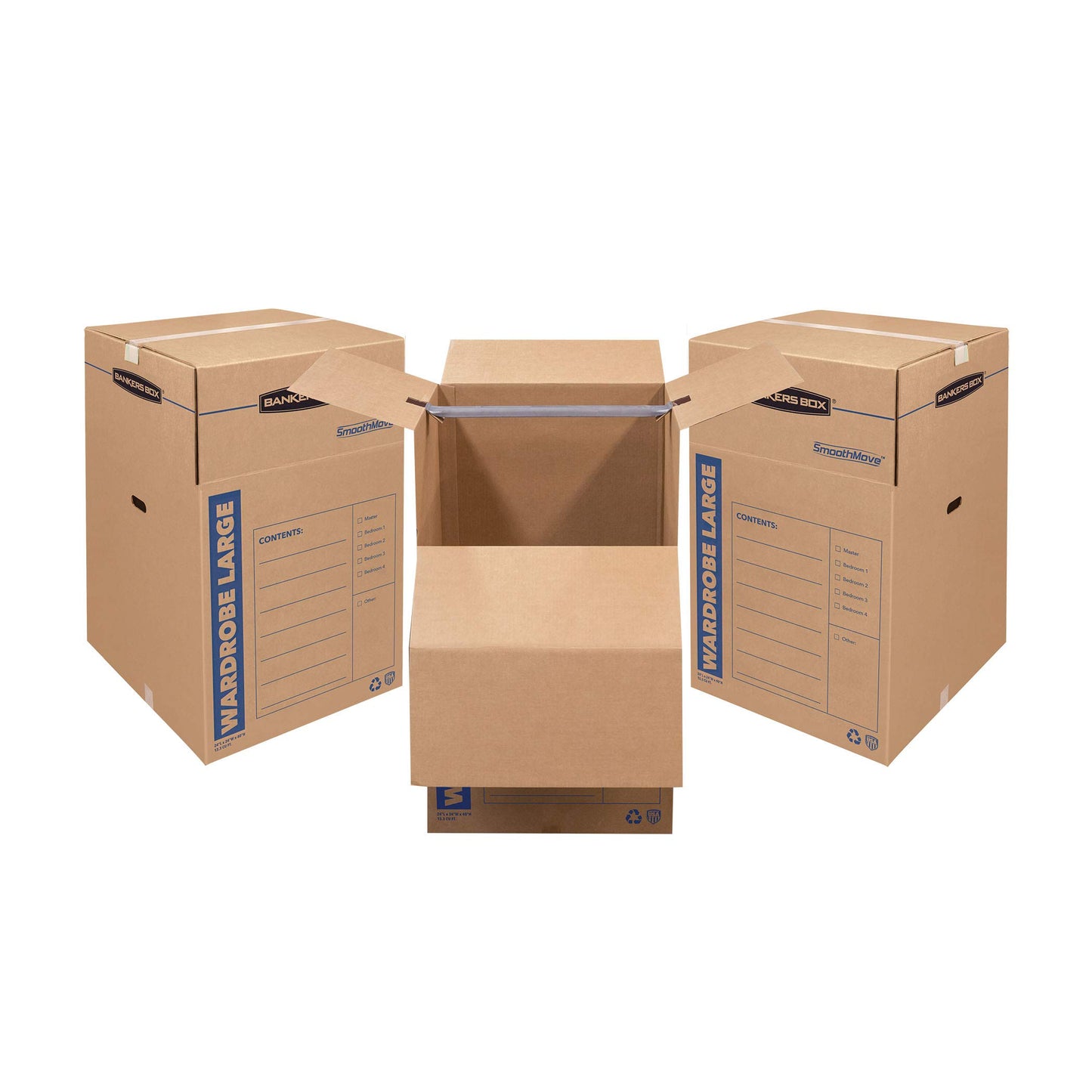 ‎Bankers Box 3-Pack Short Wardrobe Moving Boxes, 20" x 20" x 40"