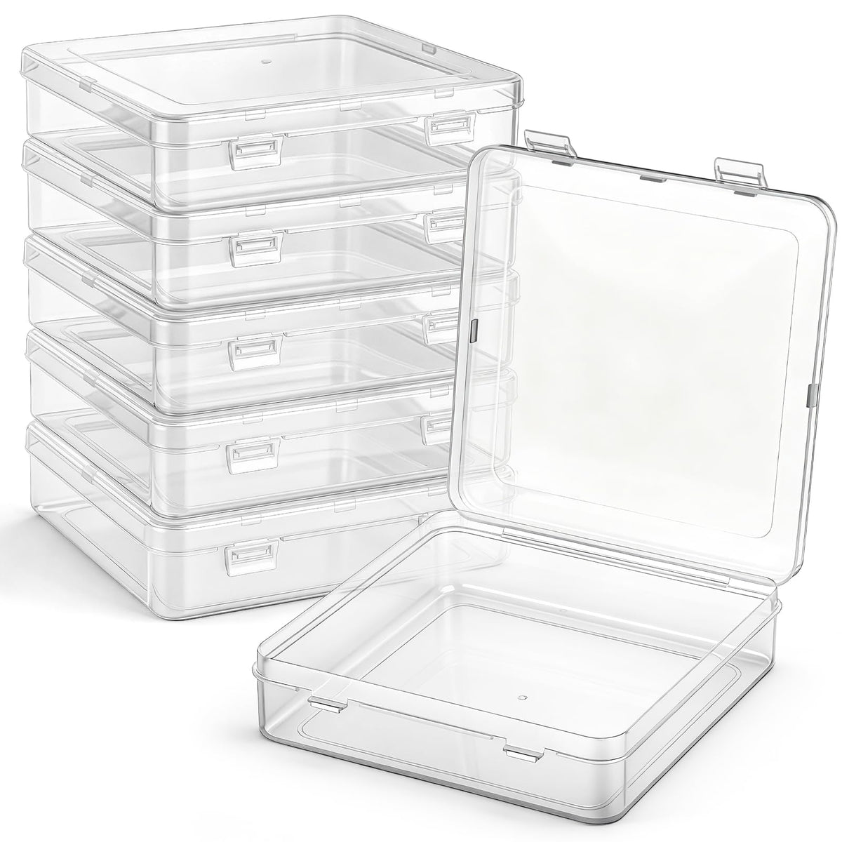 Jetec 6 Pieces Small Clear Plastic Storage Box, 3.3 x 2.1 x 1 Inch