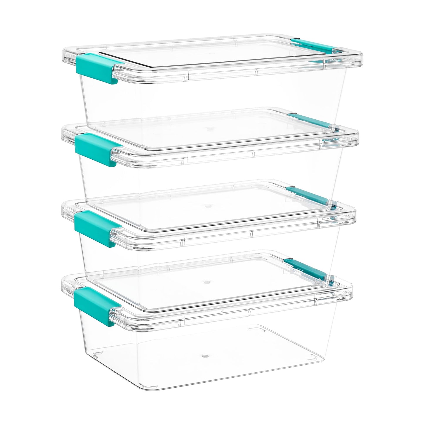 Vtopmart 4 Pack 6 Qt Plastic Storage Bins with Lids, Clear Sensory Bins