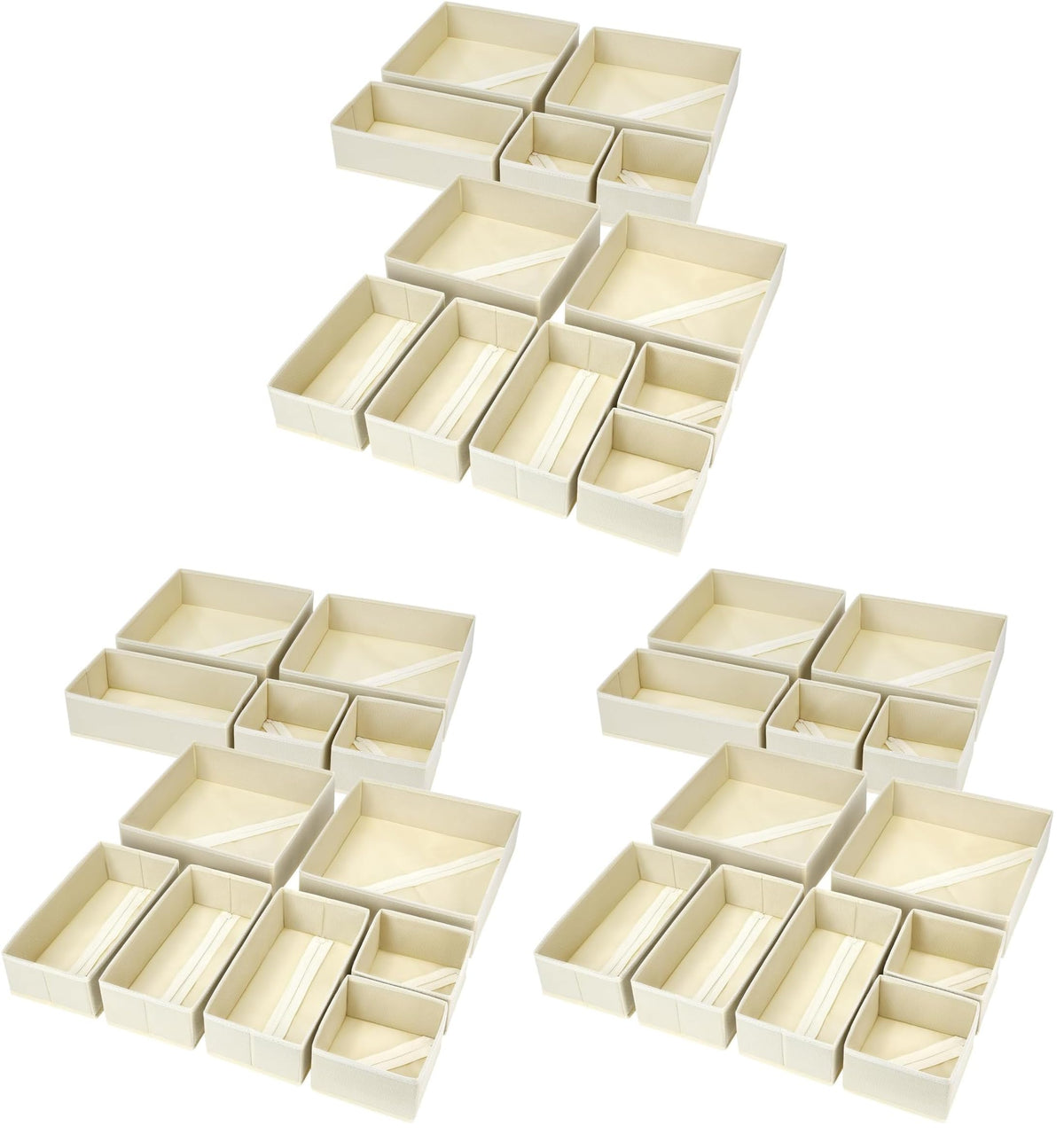 DIMJ Drawer Organizer Clothes, 12 Pack Dresser Organizer, Foldable Closet Organizers and Storage, Fabric Dresser Bins, Drawer Dividers for Nursery, Baby Clothes, Underwears, Sock (Beige)
