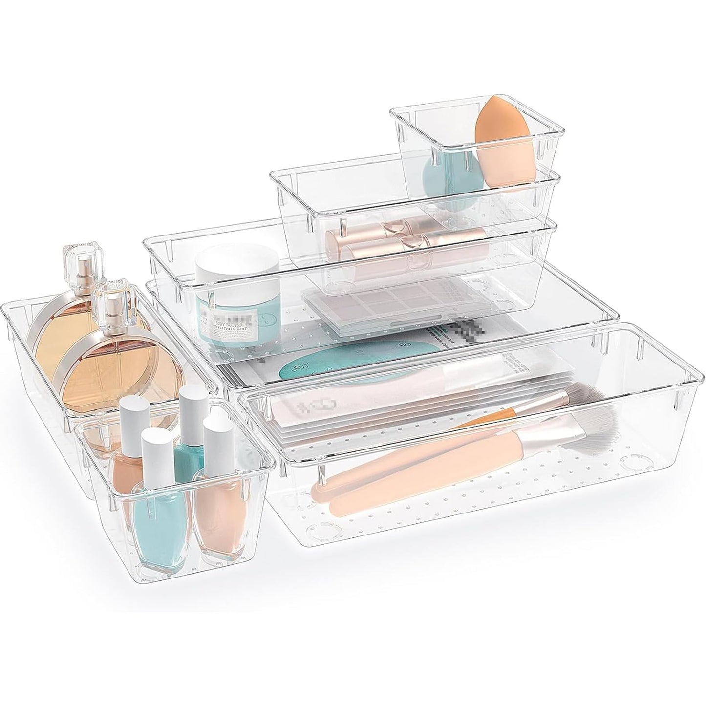 StorMiracle 28 PCS Clear Plastic Drawer Organizers Set, 4 Size Desk Drawer Organizer Trays for Makeup, Jewelry, Kitchen Utensils, Gadgets and Office Accessories