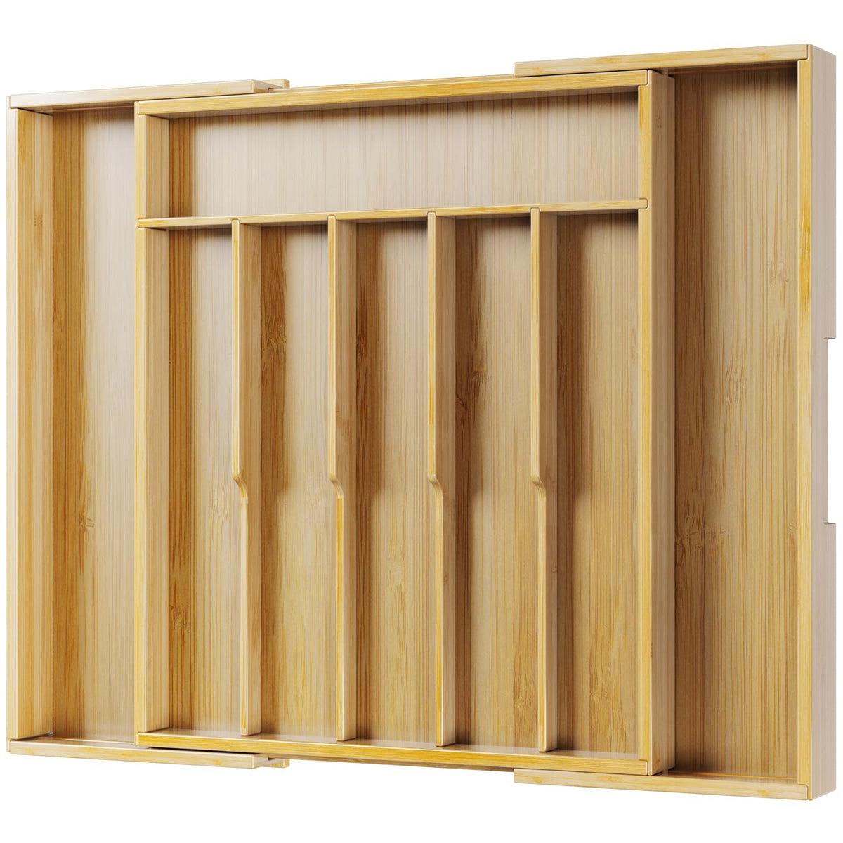 Kitsure Silverware Organizer, Bamboo Kitchen Drawer Tray, Natural, Large
