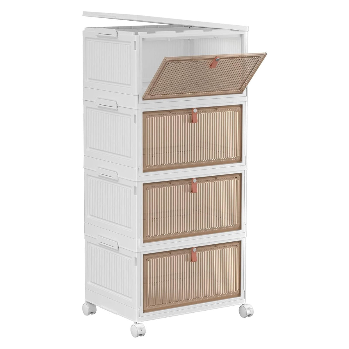 YFXCVSL 4 Tier Plastic Storage Bins with Lid 23QT, Stackable Storage Bins