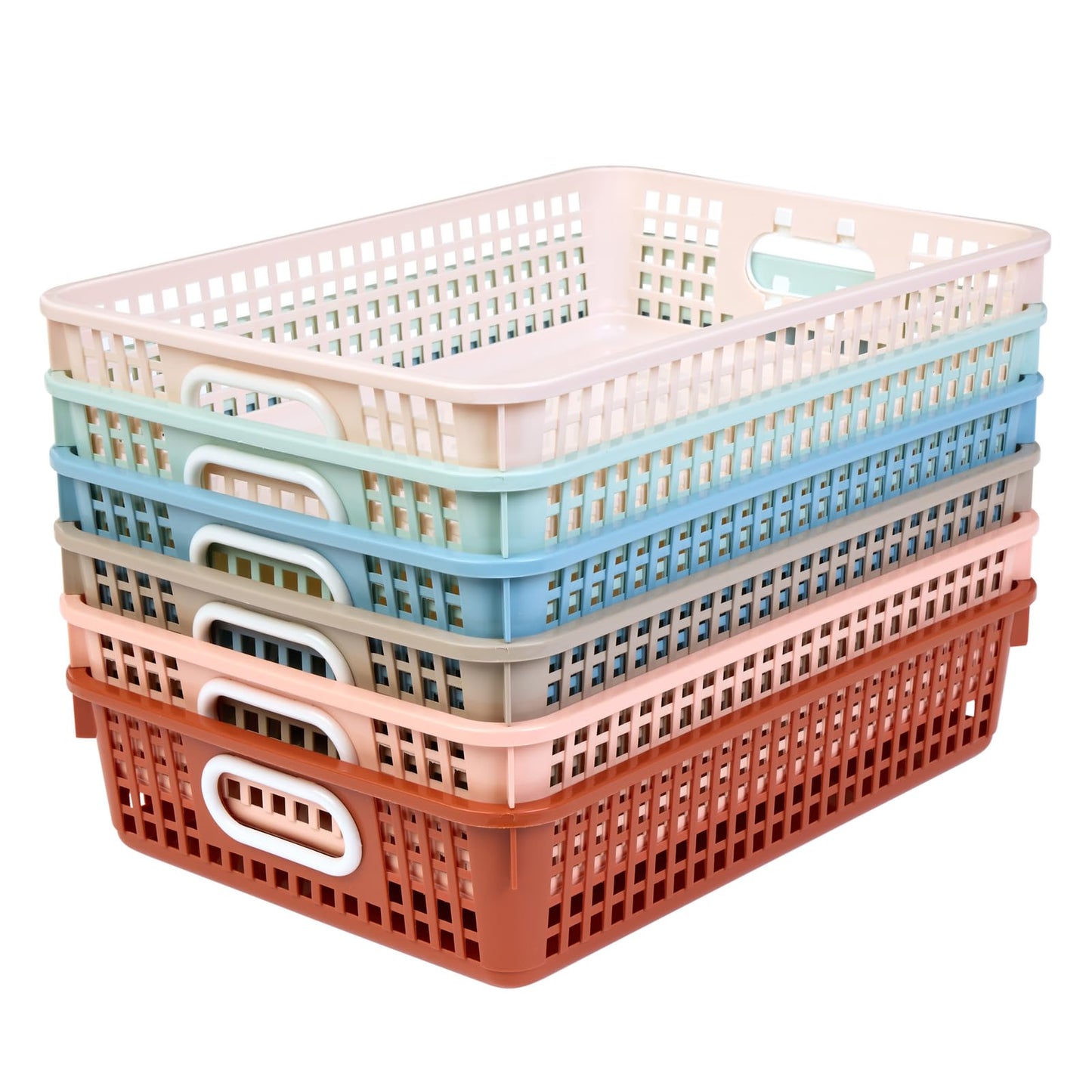 Really Good Stuff Medium Plastic Book Baskets, 11" by 7.5" by 4.5", 6-Pack