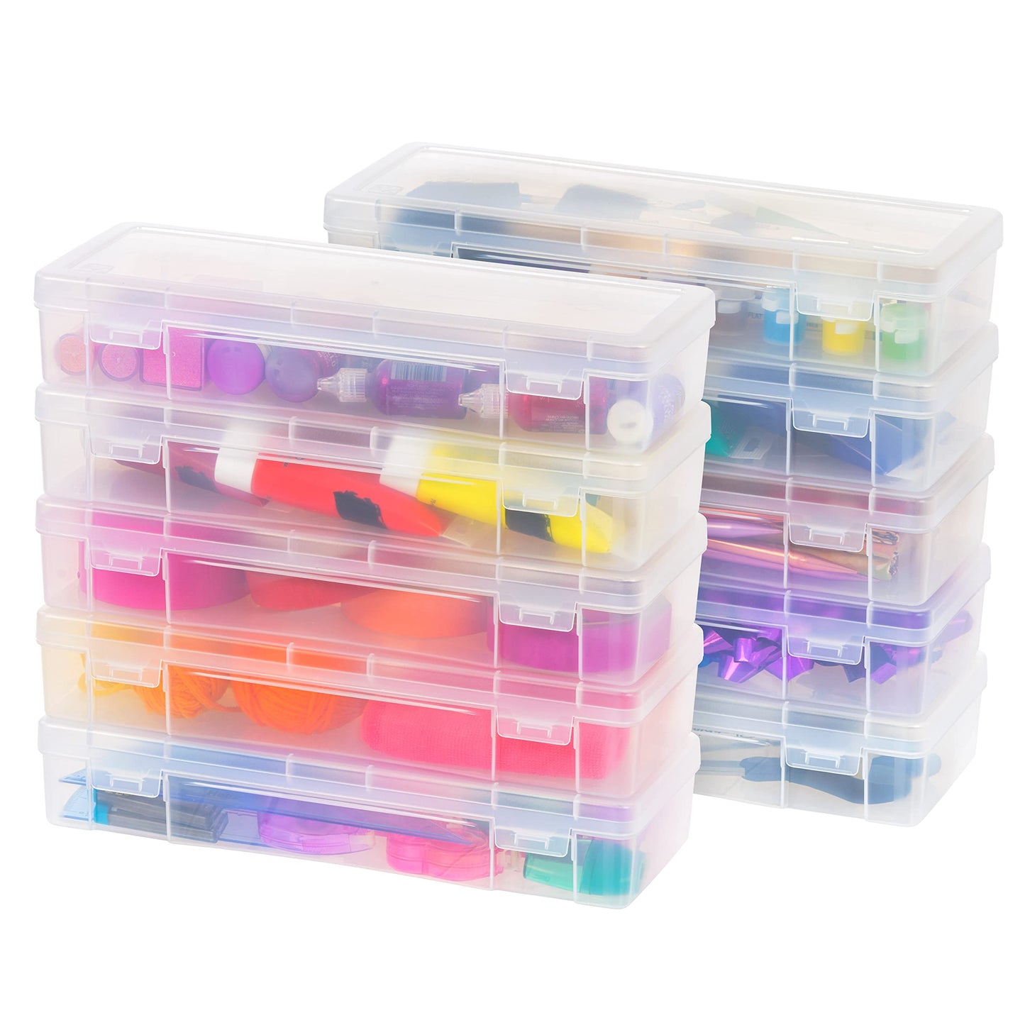 IRIS USA Clear Cases |Made in USA| Plastic Box Organizers (18-Pack)- Small