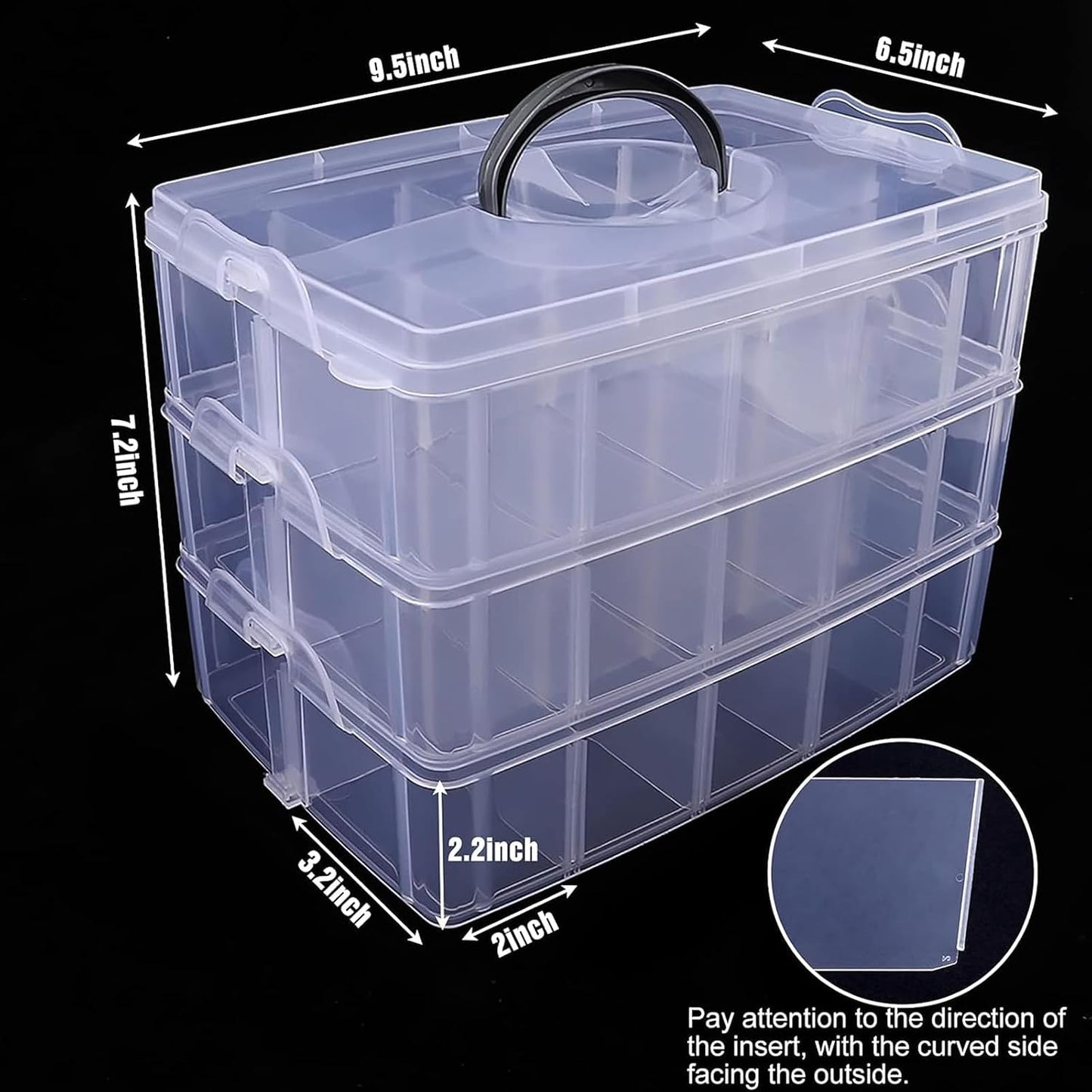 Bead Organizer 3 Tier 30 grid Stackable Craft Tackle Storage Container