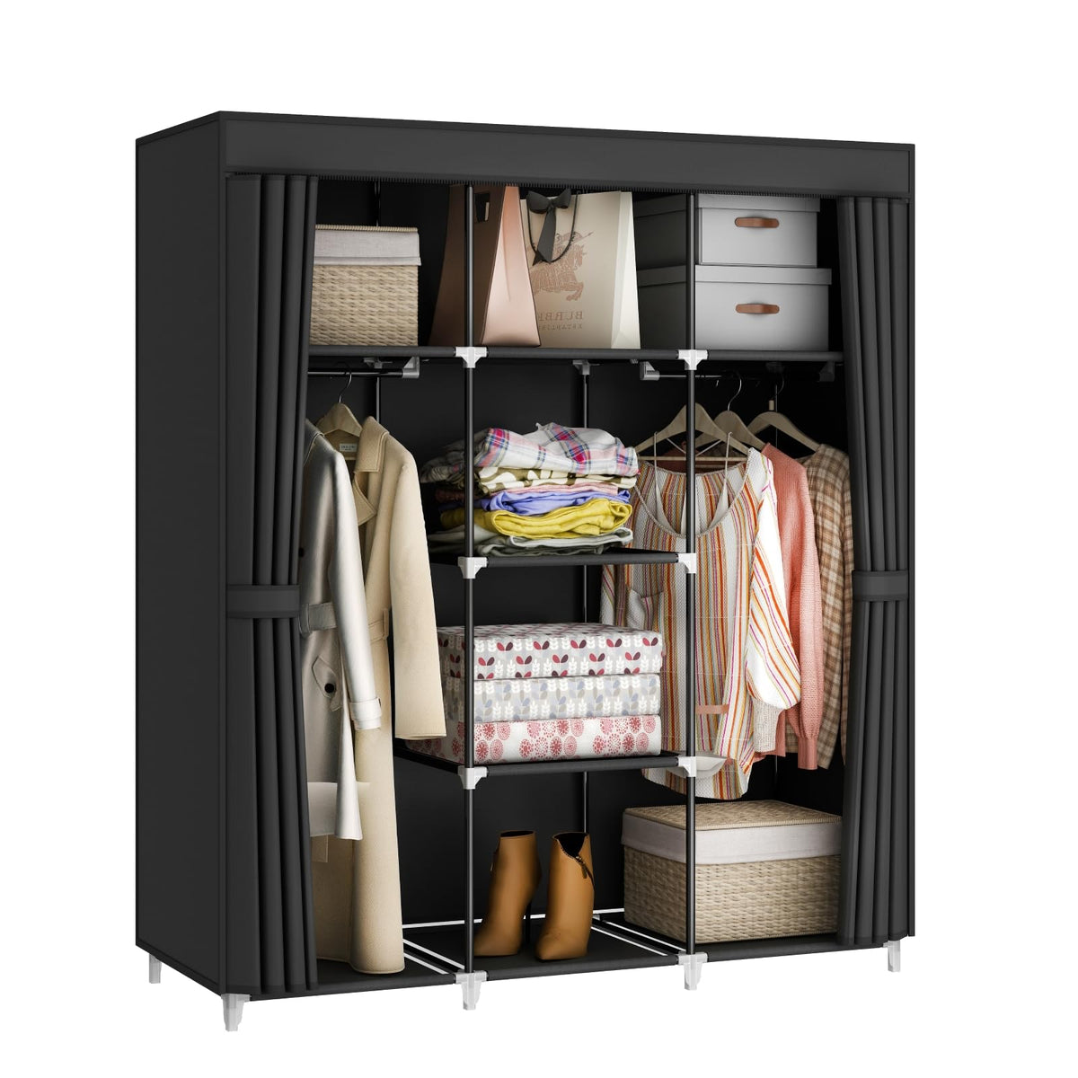 67" Portable Wardrobe Closet for Hanging Clothes Large Capacity for Bedroom