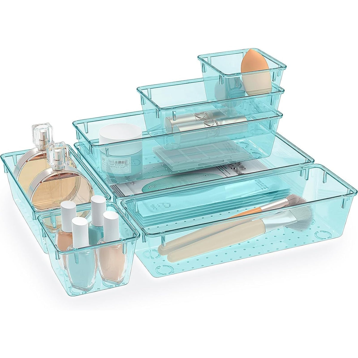 StorMiracle 28 PCS Clear Plastic Drawer Organizers Set, 4 Size Desk Drawer Organizer Trays for Makeup, Jewelry, Kitchen Utensils, Gadgets and Office Accessories