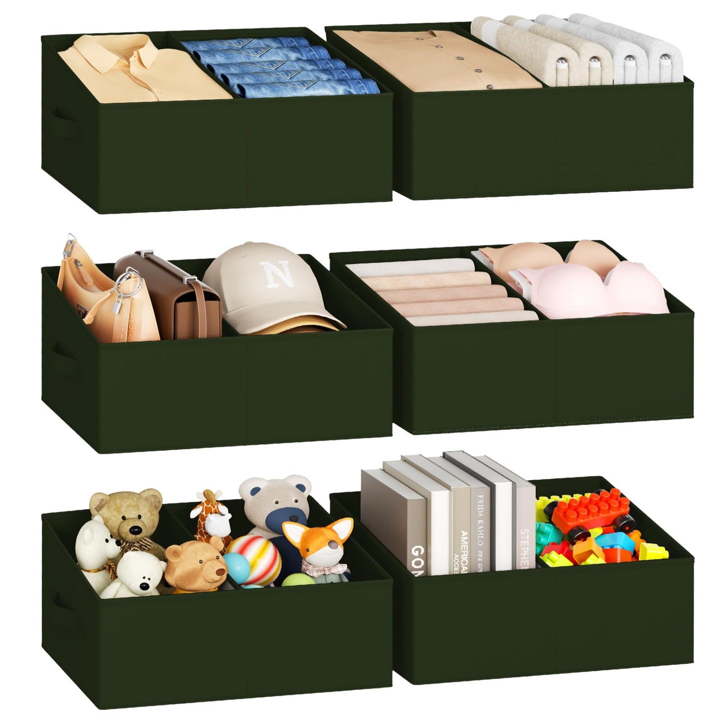 DIMJ Closet Storage Bins - Fabric Storage Baskets for Shelves, Collapsible Closet Organizers and Storage with Handles, Trapezoid Shelf Organization Storage Cubes for Purse, Toys, Books, Towel, Socks