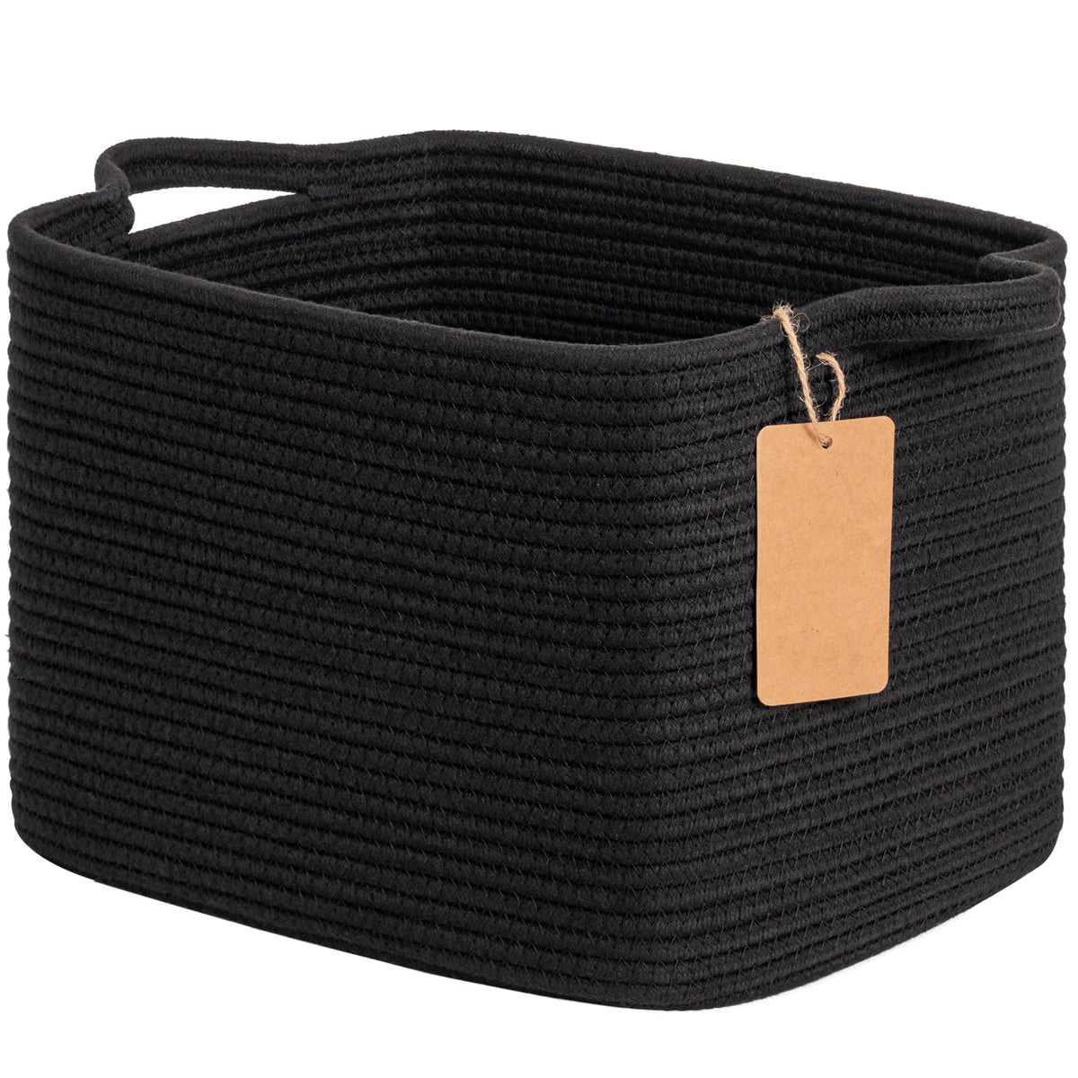 Goodpick Woven Rope Storage Basket for Shelves, Rectangle, Light Brown