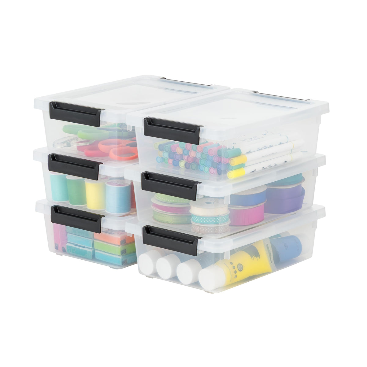 IRIS USA Storage Bins with Lids |Made in USA| 6 Qt - (4-Pack) - Clear