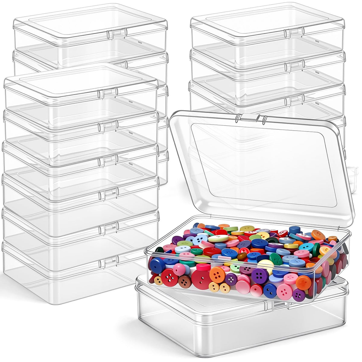 Jetec 6 Pieces Small Clear Plastic Storage Box, 3.3 x 2.1 x 1 Inch
