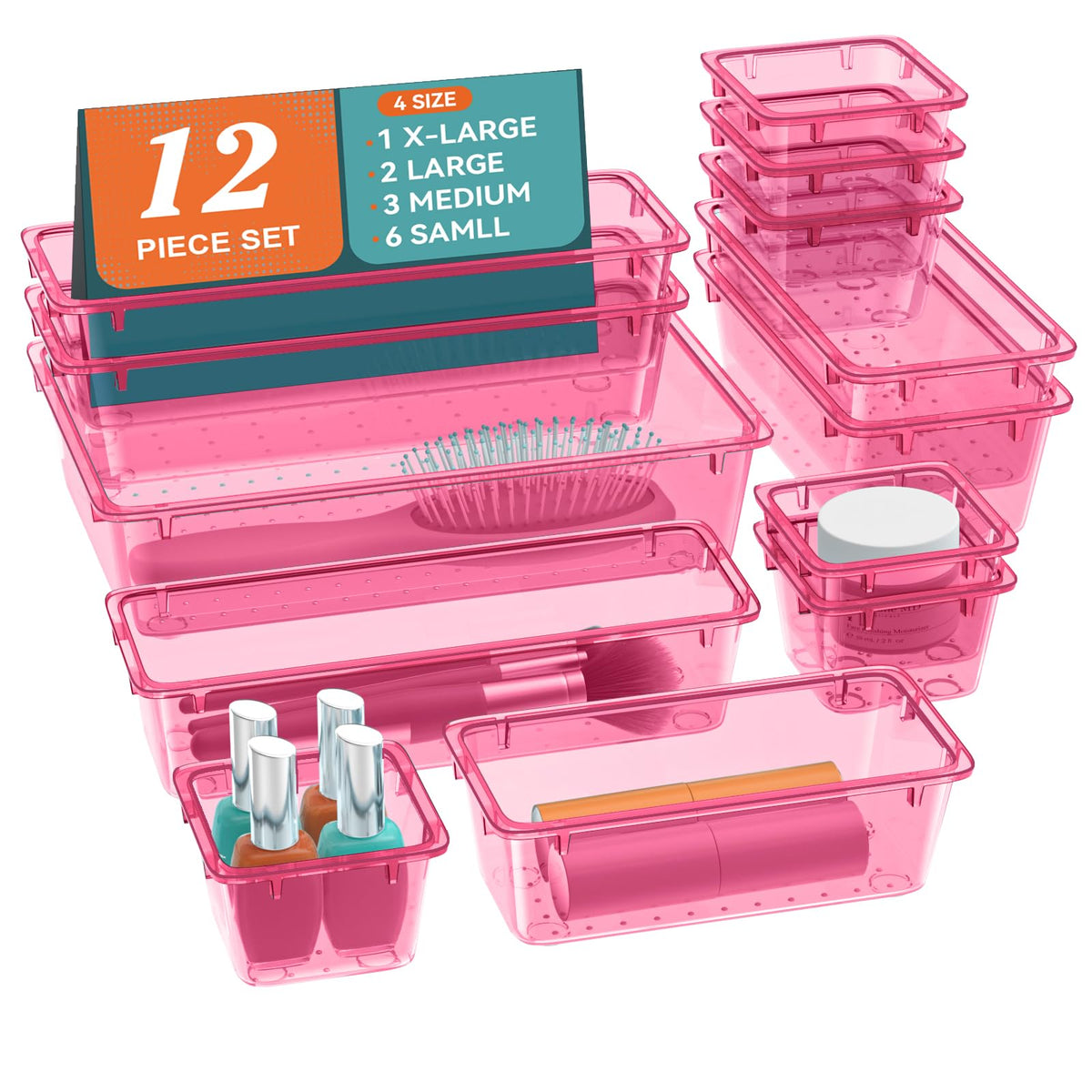 12 PCS Drawer Organizer Set, Makeup Organizers, Tool Storage Trays