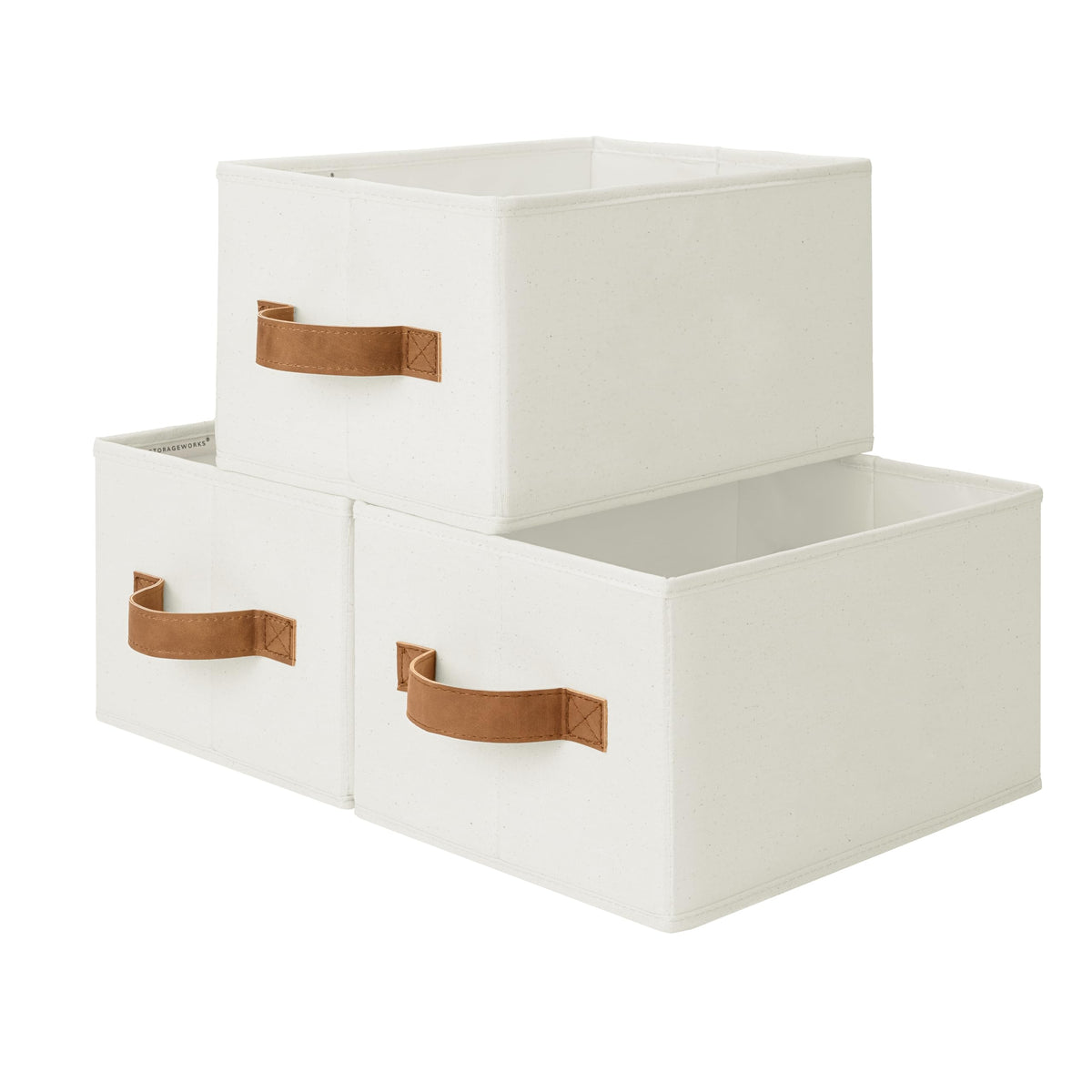 StorageWorks Closet Storage Bins, Beige, 3-Pack, Large