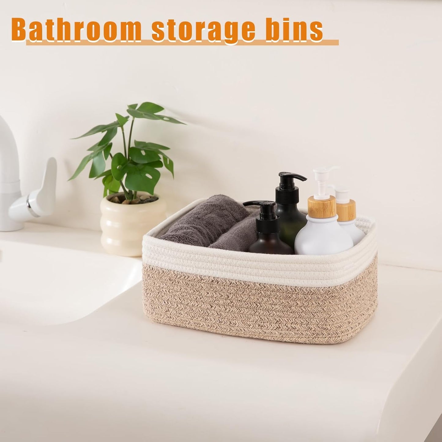 OIAHOMY 4 PACK 7L Storage Baskets for Organizing Storage Bins Brown