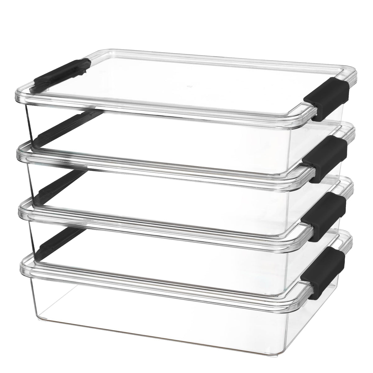 Vtopmart 4 Pack 6 Qt Plastic Storage Bins with Lids, Clear Sensory Bins