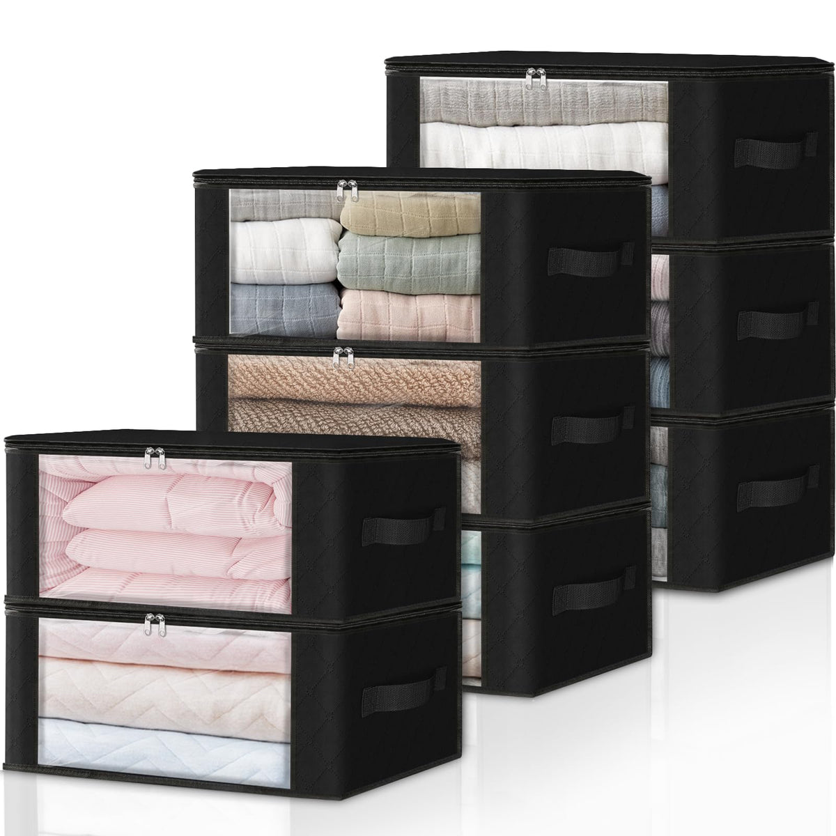 HomeHacks 3-Pack Clothes Organizer Storage Bags, 35L Storage Bins, Gray