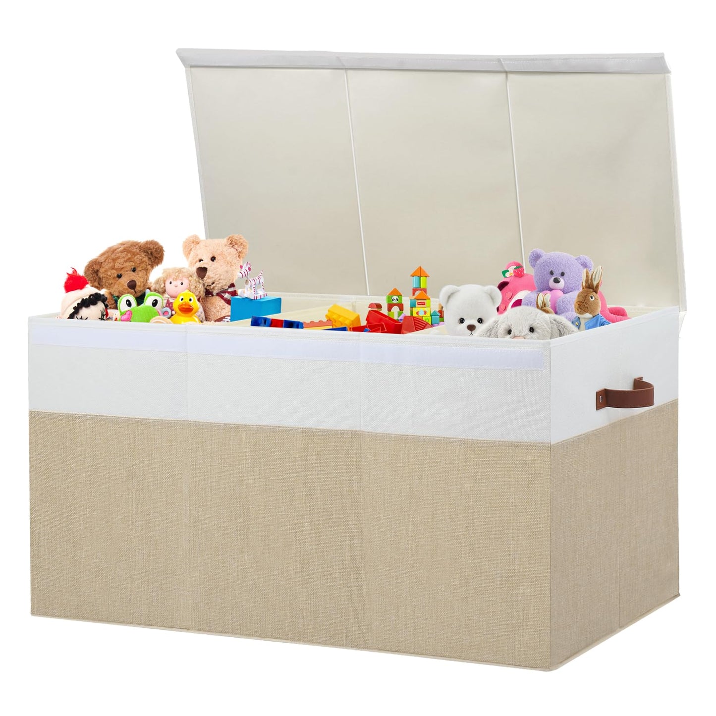 Large Toy Storage Box with Lid, Toy Chest Bin Boxes Basket with Dividers