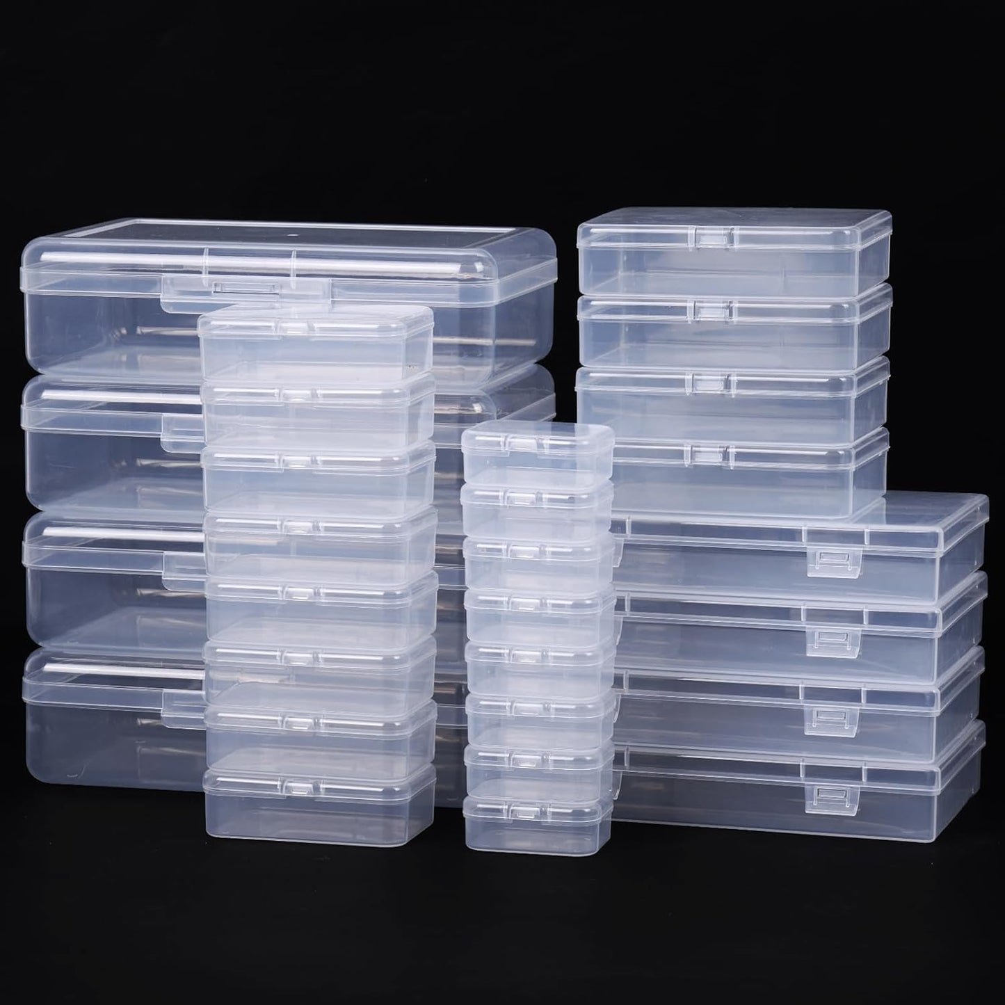 Small Storage Containers 28 Pack Mixed Sizes Plastic Craft Boxes Clear