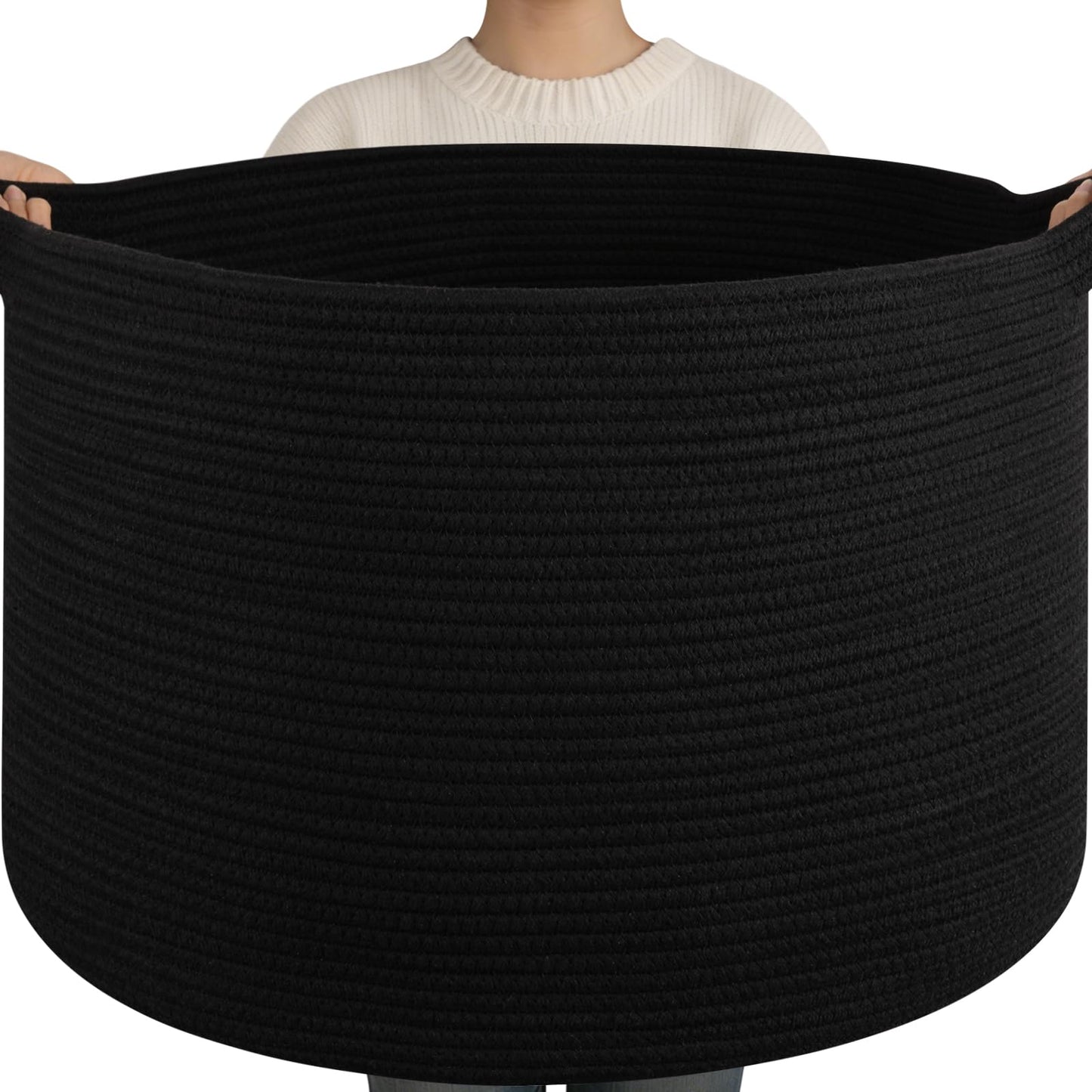 OIAHOMY 90L XXXLarge Blanket Basket Living Room Laundry Basket Brown