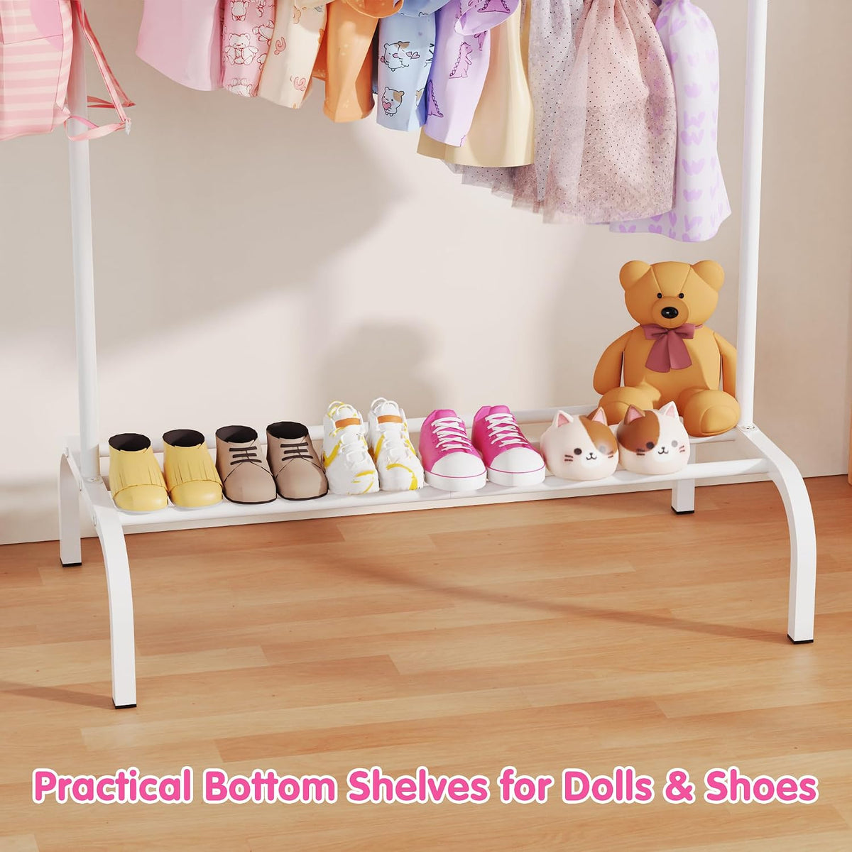 Kids Clothes Rack for Ages 3-6, Montessori Kids Clothing Rack, White