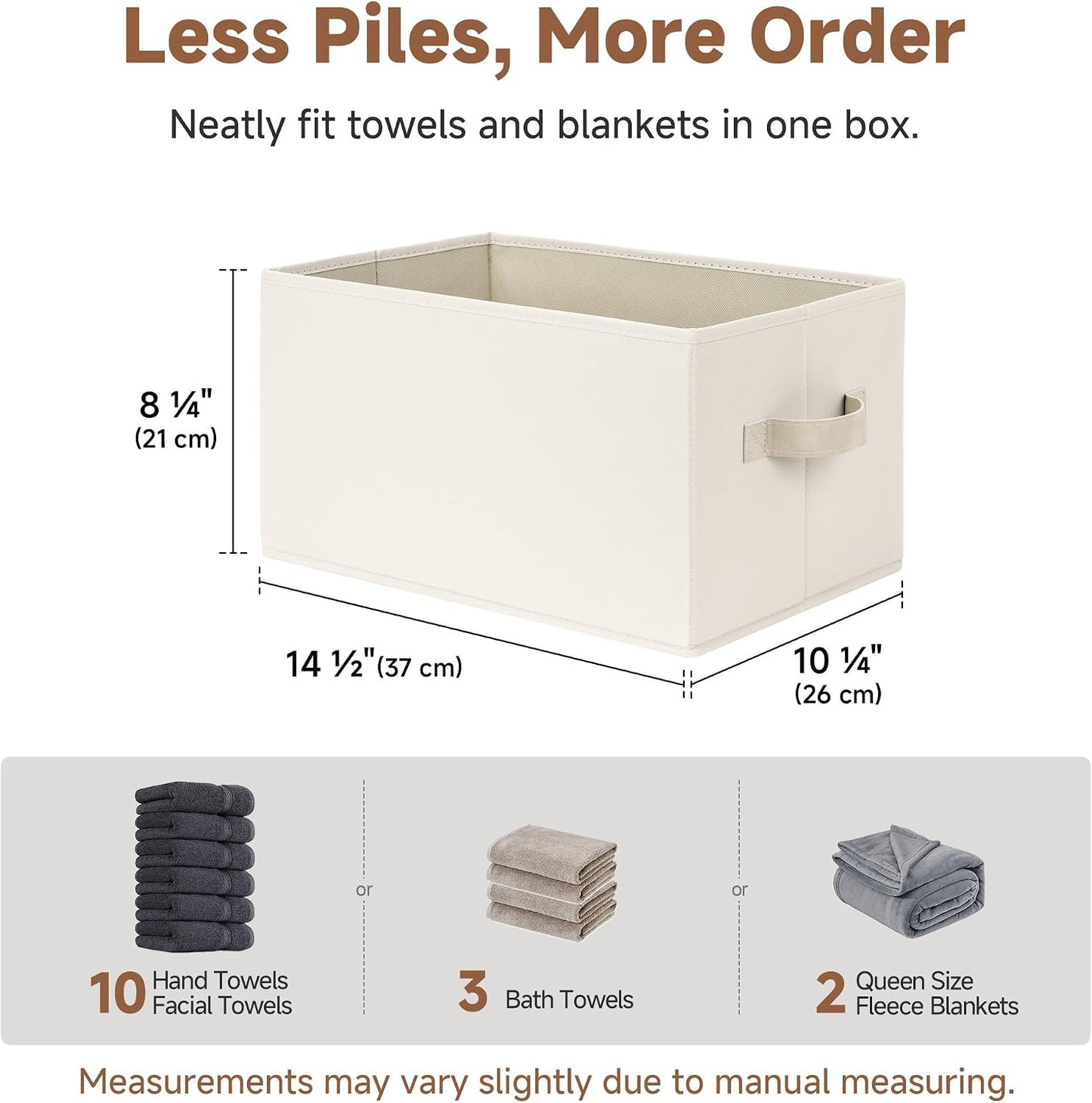 StorageWorks Closet Storage Bins, Beige, 3-Pack, Large