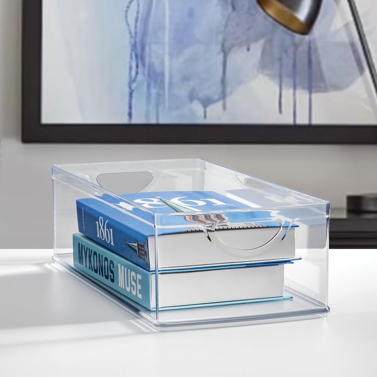 iDesign Stackable Clear Plastic Extra Long Storage Bin