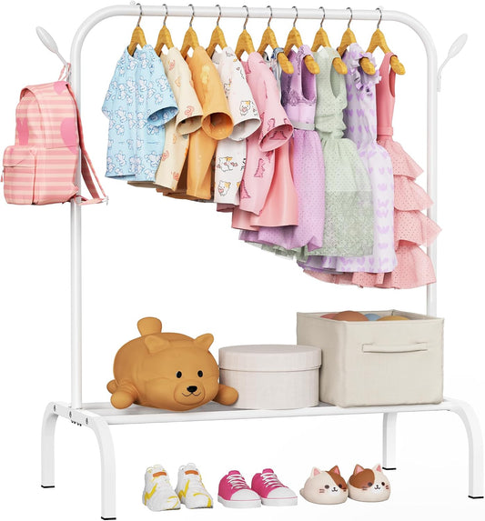 Kids Clothes Rack for Ages 3-6, Montessori Kids Clothing Rack, White