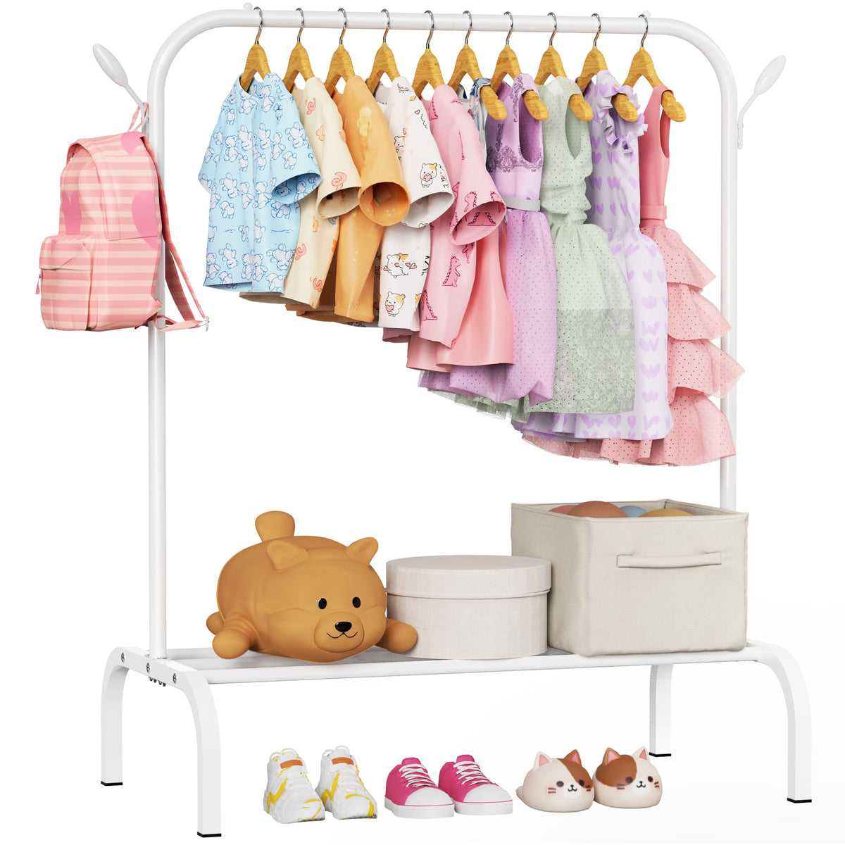 Kids Clothes Rack for Ages 3-6, Montessori Kids Clothing Rack, White