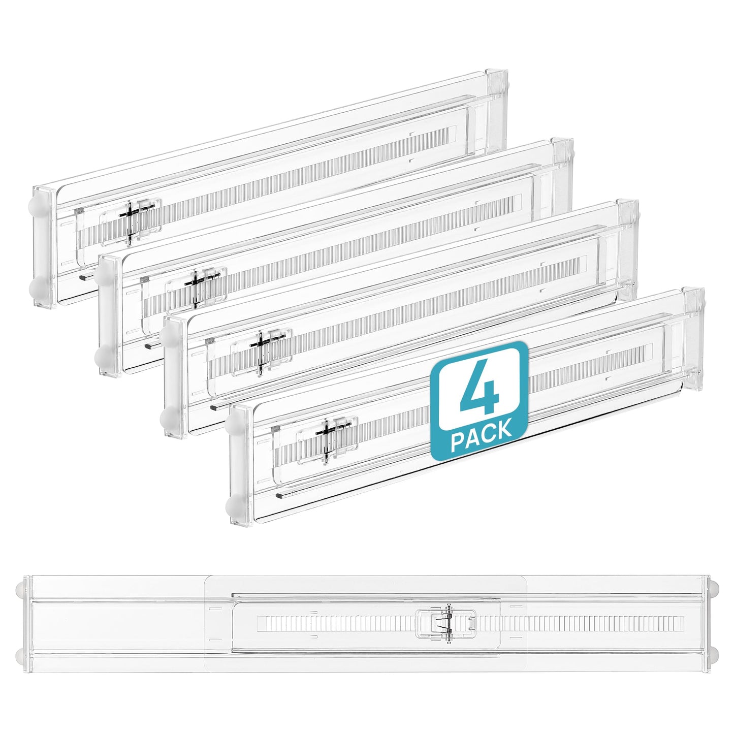 Vtopmart 12 Pack Drawer Dividers for Clothes, 4" High 10.2"-16.5" Adjustable Expandable Dresser Drawer Organizer, Clear Plastic Separators for Dresser, Baby Clothing, Underwear, Cosmetic, Toiletries