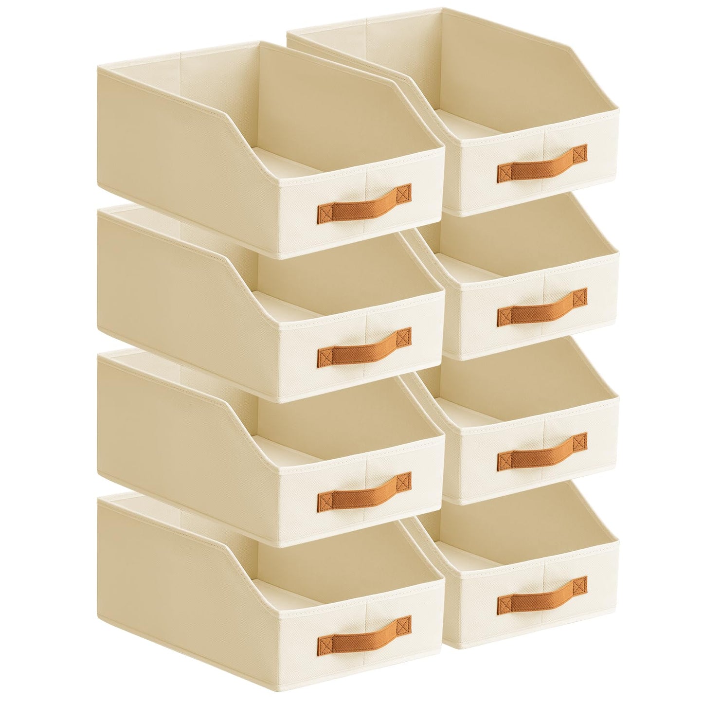Homsorout Fabric Storage Bins for Organizing - 6 Pack Large Trapezoid Collapsible Storage Bins with Front Handle, Closet Organizers and Storage for Bedroom, Home Shelves, Small Spaces, Beige