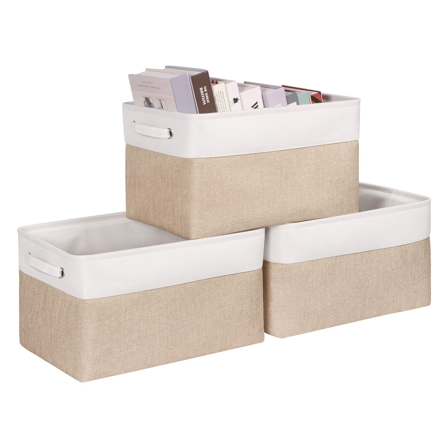Fabric Storage Bins for Shelves, Rectangle Storage Basket, 3 Pack