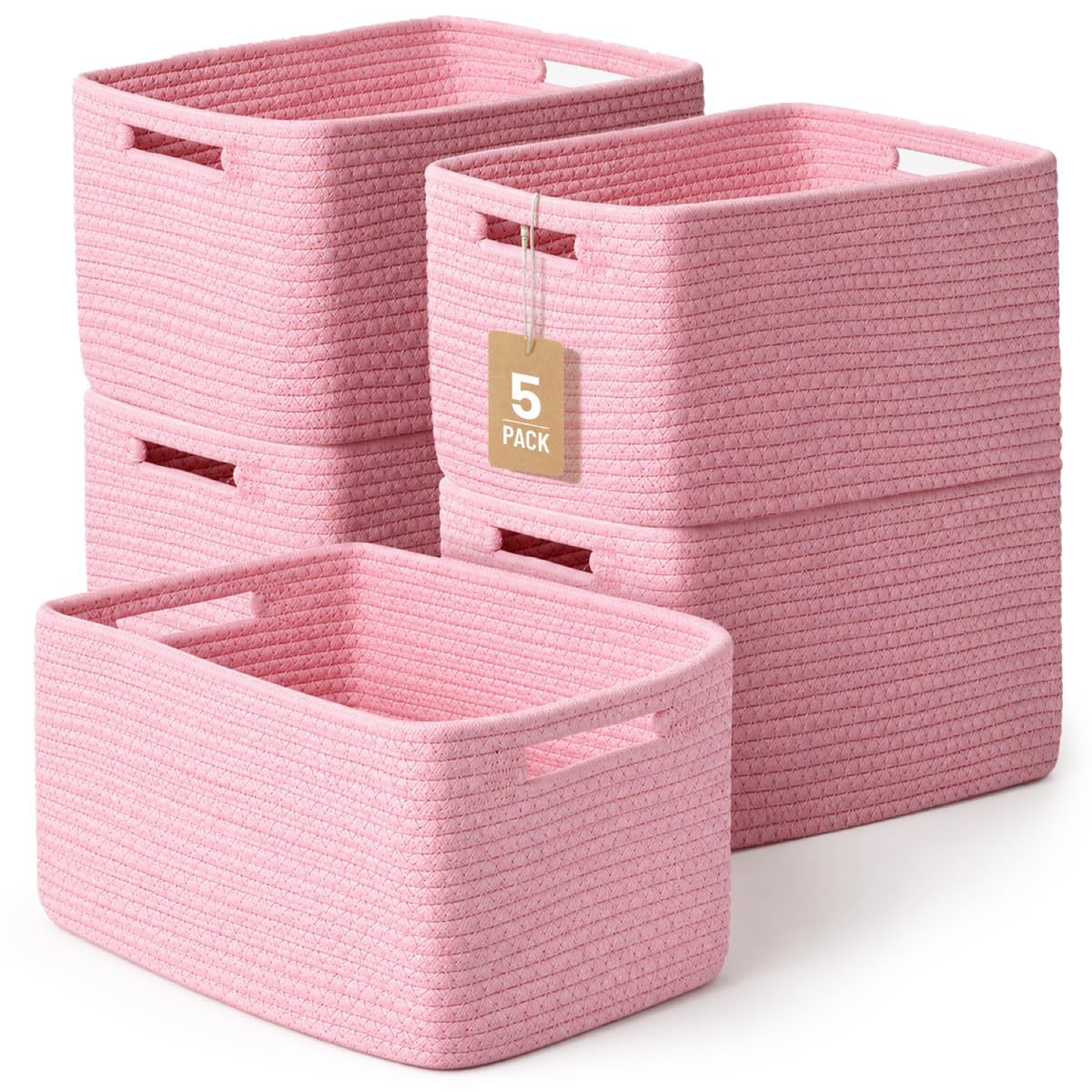 5 Pack Woven Storage Baskets, Decorative Storage Bins for Organizing
