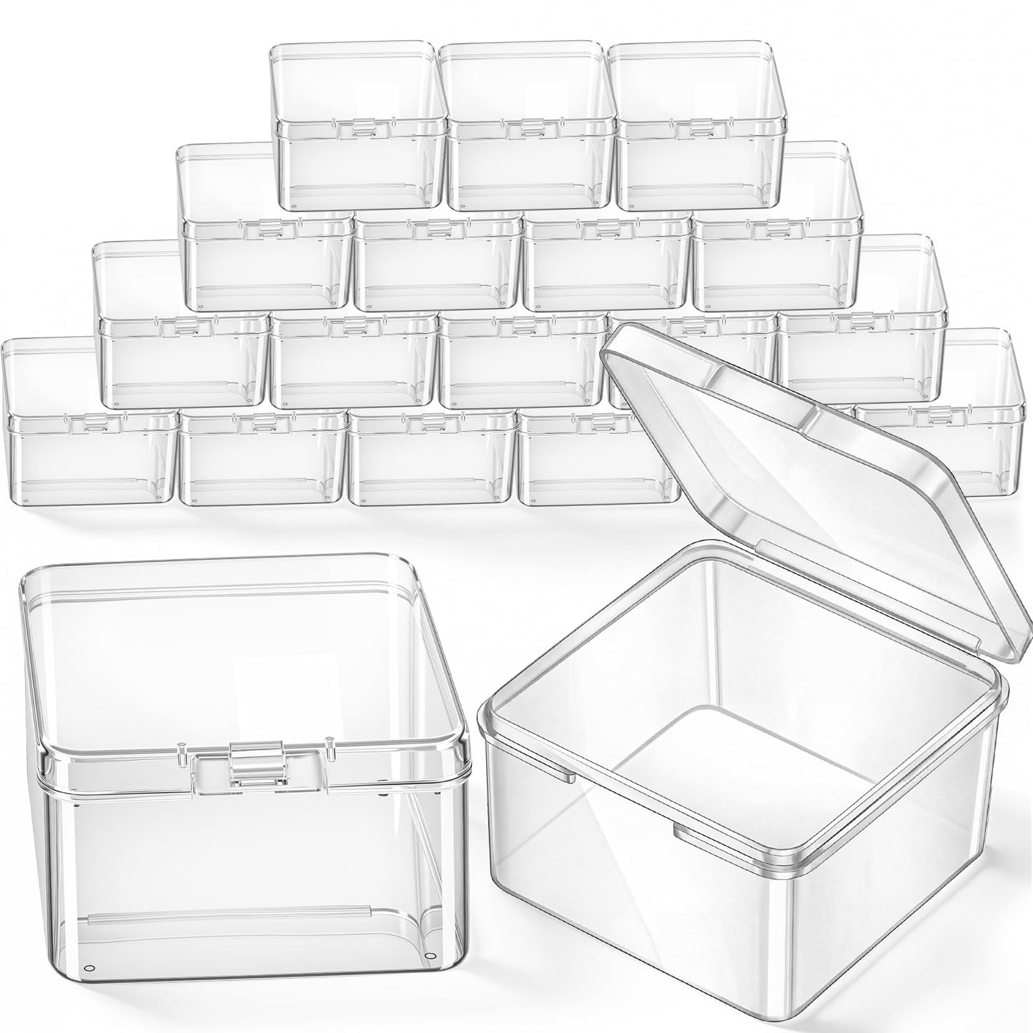 Jetec 6 Pieces Small Clear Plastic Storage Box, 3.3 x 2.1 x 1 Inch