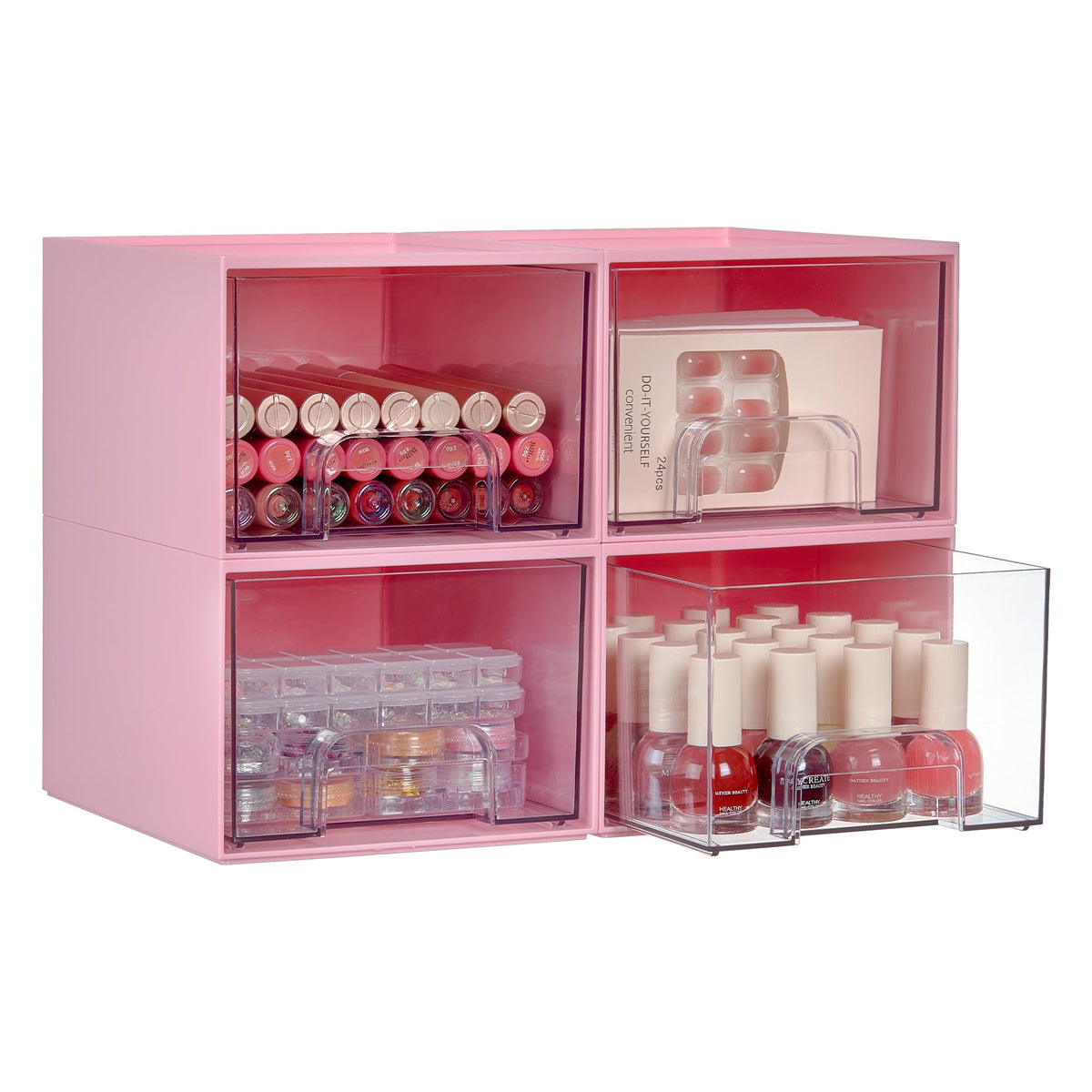 Vtopmart 6 Pack Small Clear Stackable Storage Drawers for Desk, Countertop