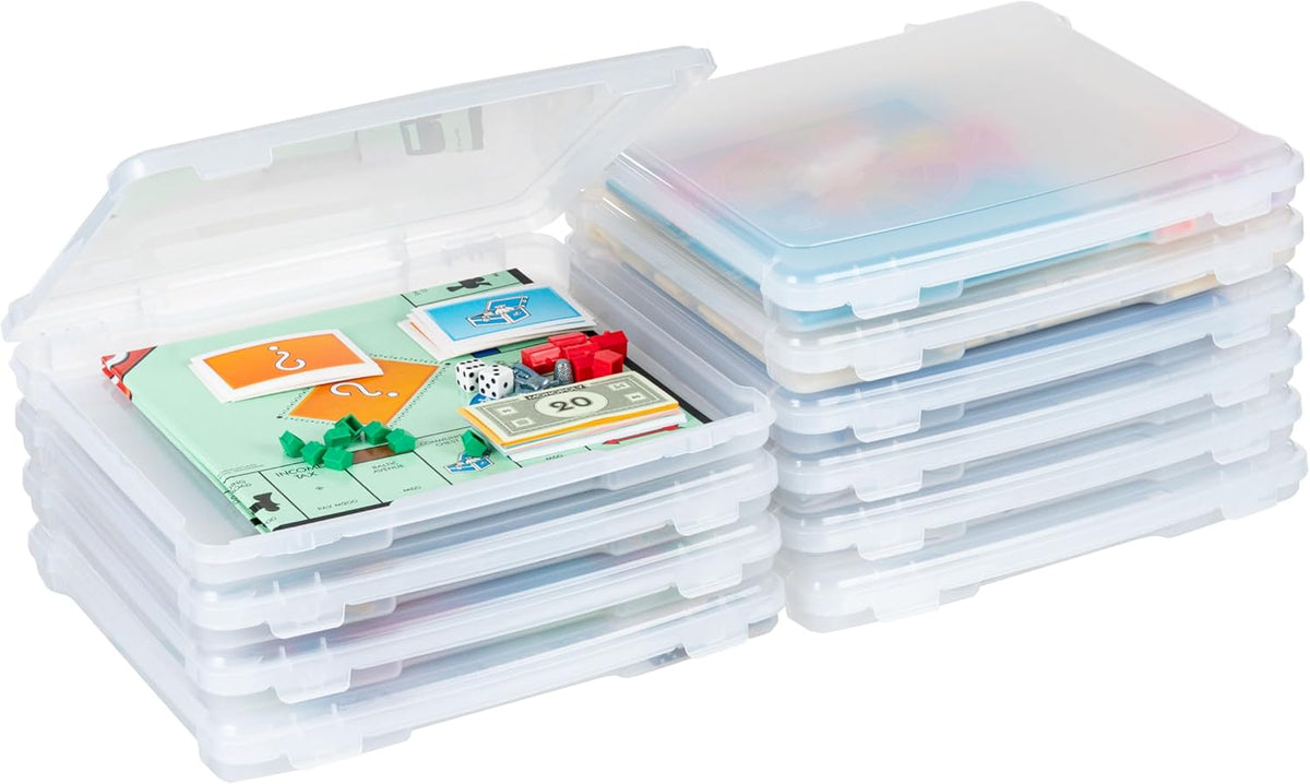 IRIS USA Board Game Storage |Made in USA| Slim Craft Case (10-Pack) - Clear