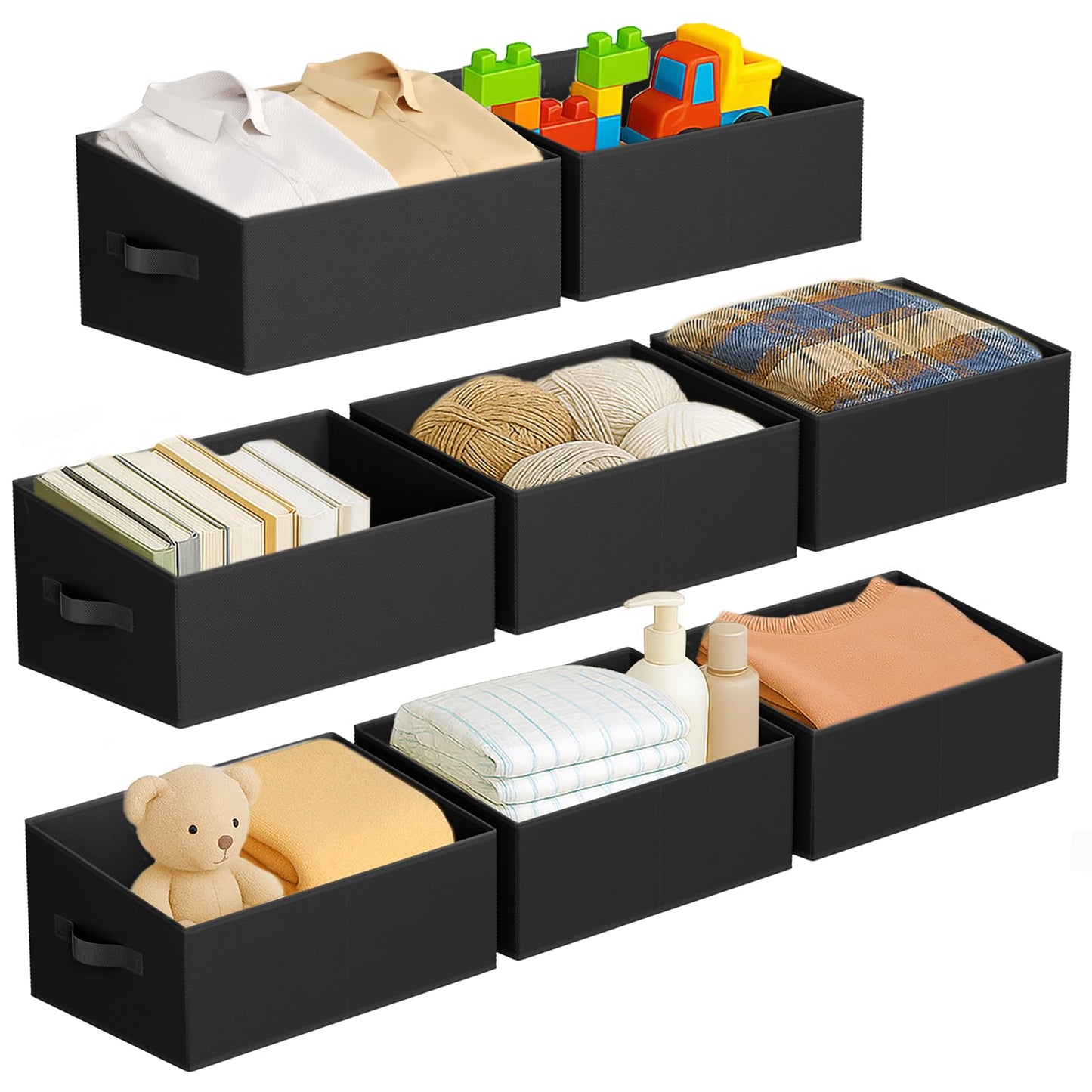 DIMJ Closet Storage Bins - Fabric Storage Baskets for Shelves, Collapsible Closet Organizers and Storage with Handles, Trapezoid Shelf Organization Storage Cubes for Purse, Toys, Books, Towel, Socks