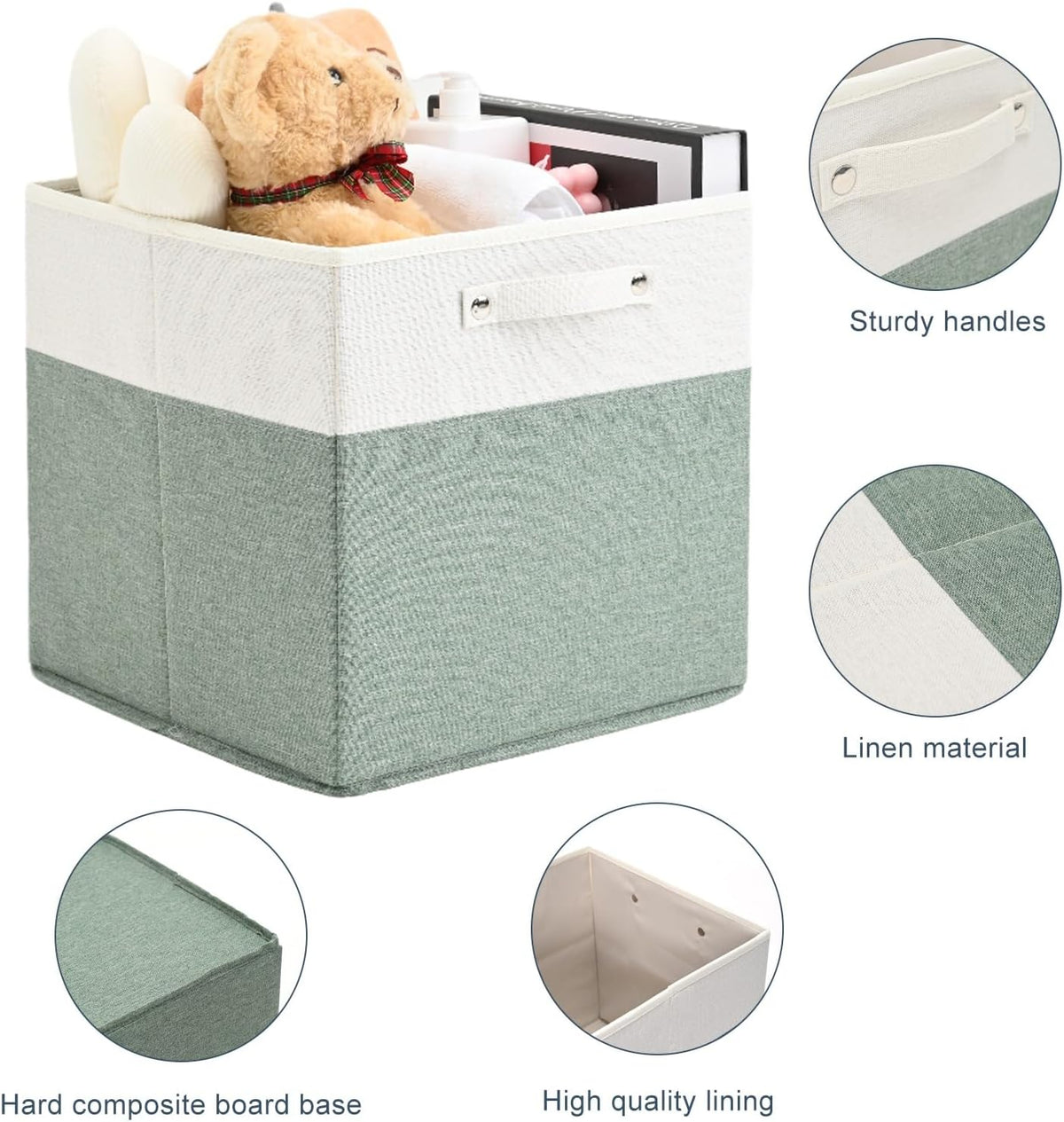 FinishingBo 13x13x13 Storage Cube Bins 4 Pack, Cube Shelf Baskets