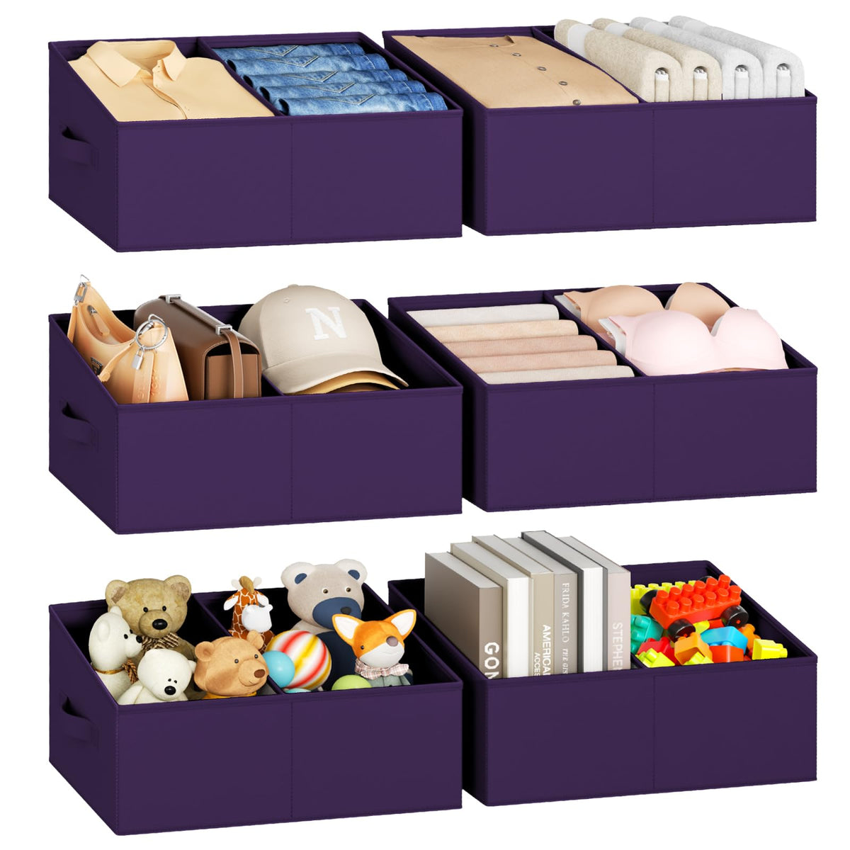 DIMJ Closet Storage Bins - Fabric Storage Baskets for Shelves, Collapsible Closet Organizers and Storage with Handles, Trapezoid Shelf Organization Storage Cubes for Purse, Toys, Books, Towel, Socks