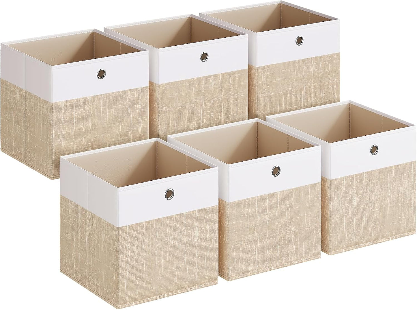 SONGMICS Storage Cubes, Set of 6 Foldable Organizer Boxes with Handles