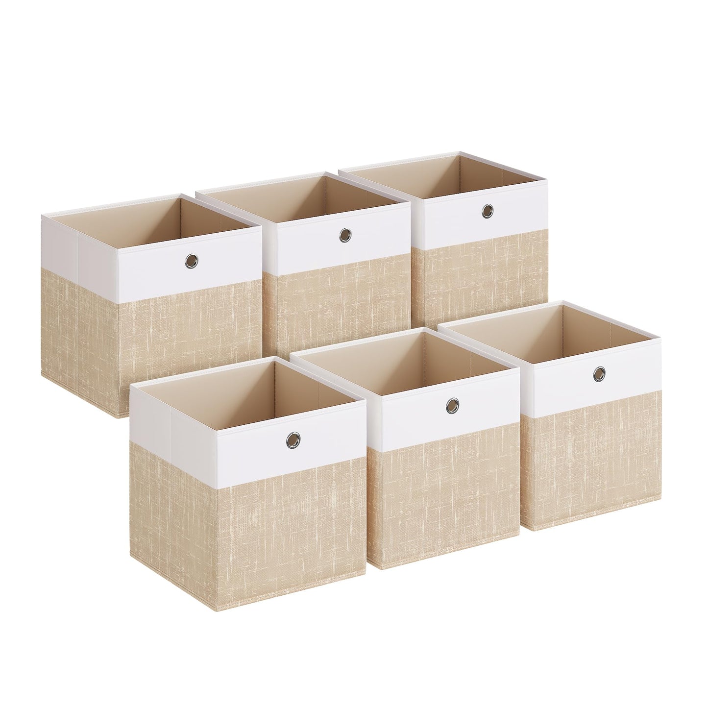 SONGMICS Storage Cubes, Set of 6 Foldable Organizer Boxes with Handles