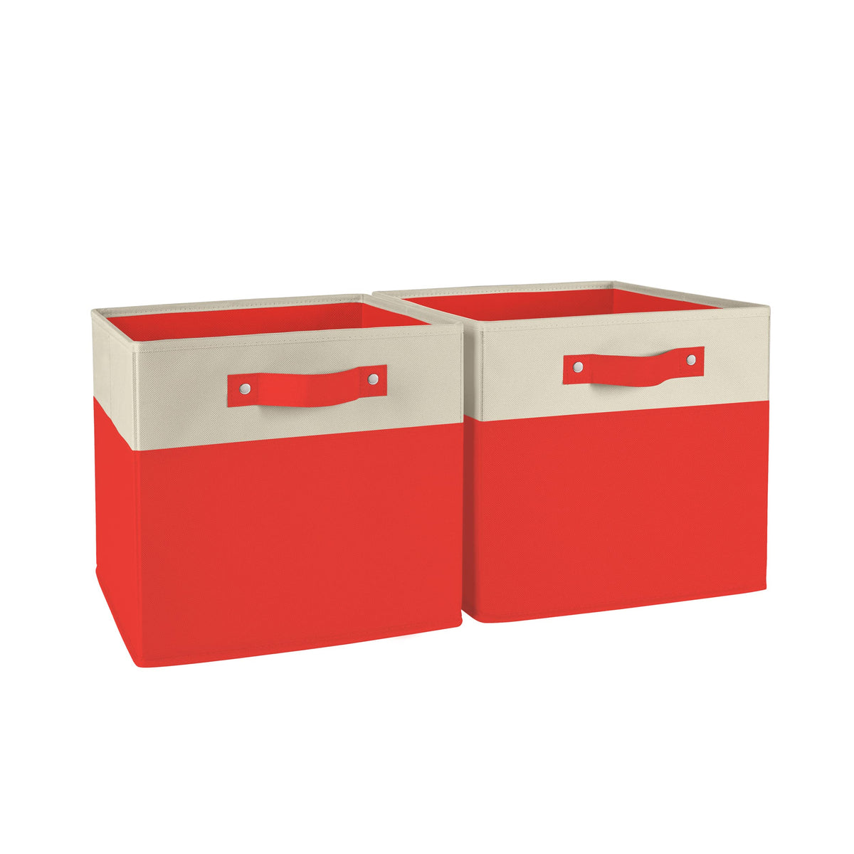 RiverRidge Two-Tone Folding Storage Bins - 2-pack of 10in Tall Taupe Cubes
