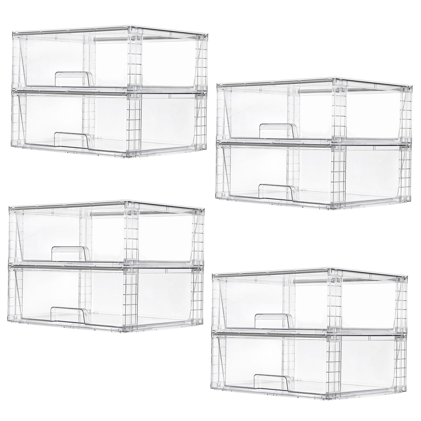 Vtopmart 2 Pack Large Clear Stackable Storage Drawers for Closet, Pantry