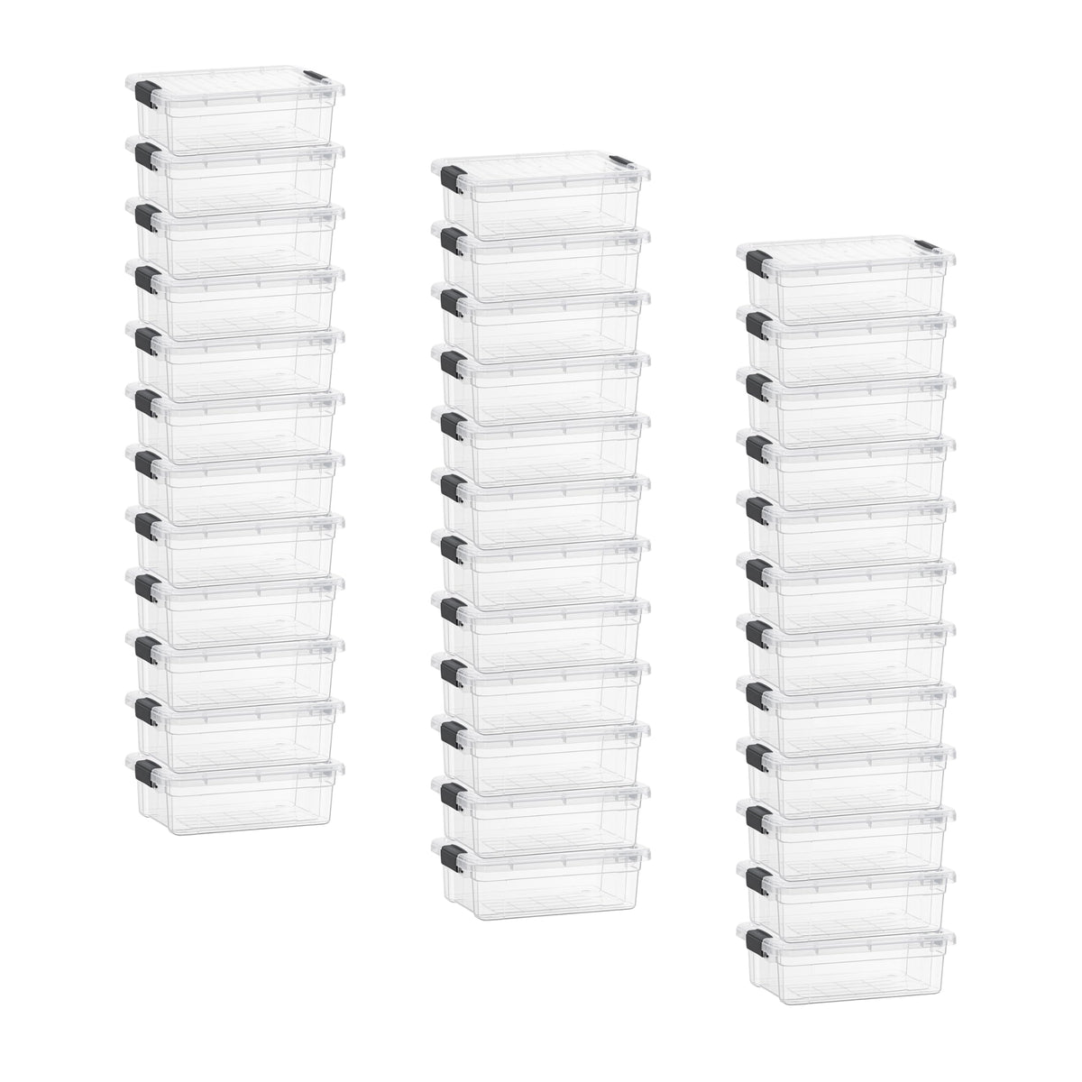 Superio Clear Plastic Storage Bins with Lid, 4.5 Quart Box, Organizing Containers, Stackable Plastic Tote for Home, Garage, Dorm, School, and Office