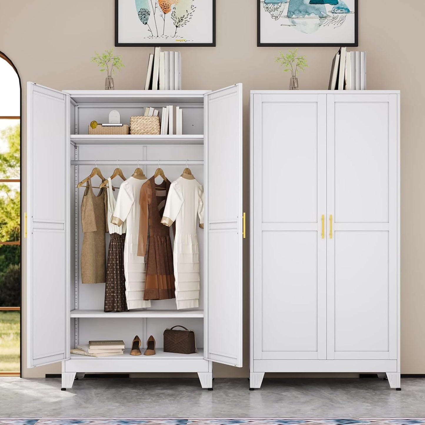 erosoei Metal Armoire Wardrobe Closet, 71 "Metal Clothing Storage Cabinet