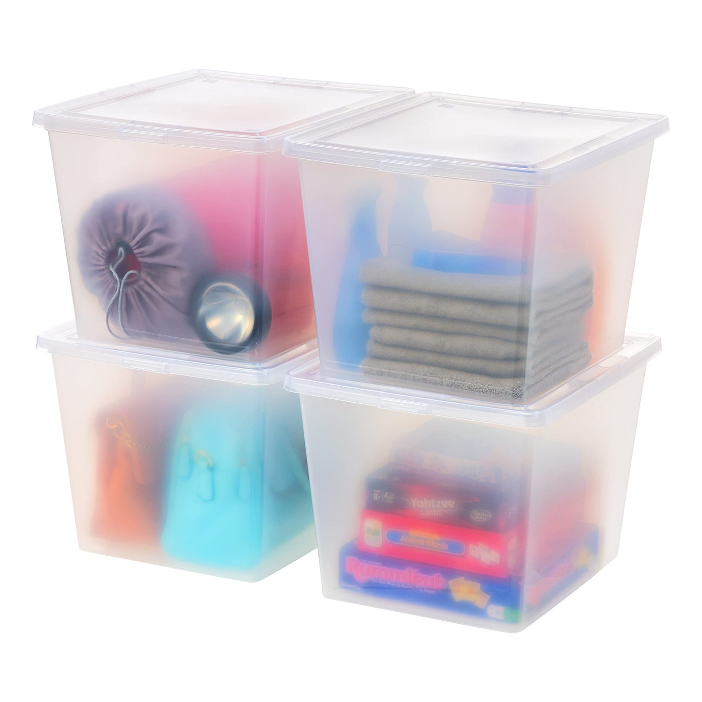 IRIS USA 12-Pack 7 Qt Storage Bins with Lids, Clear, Stackable