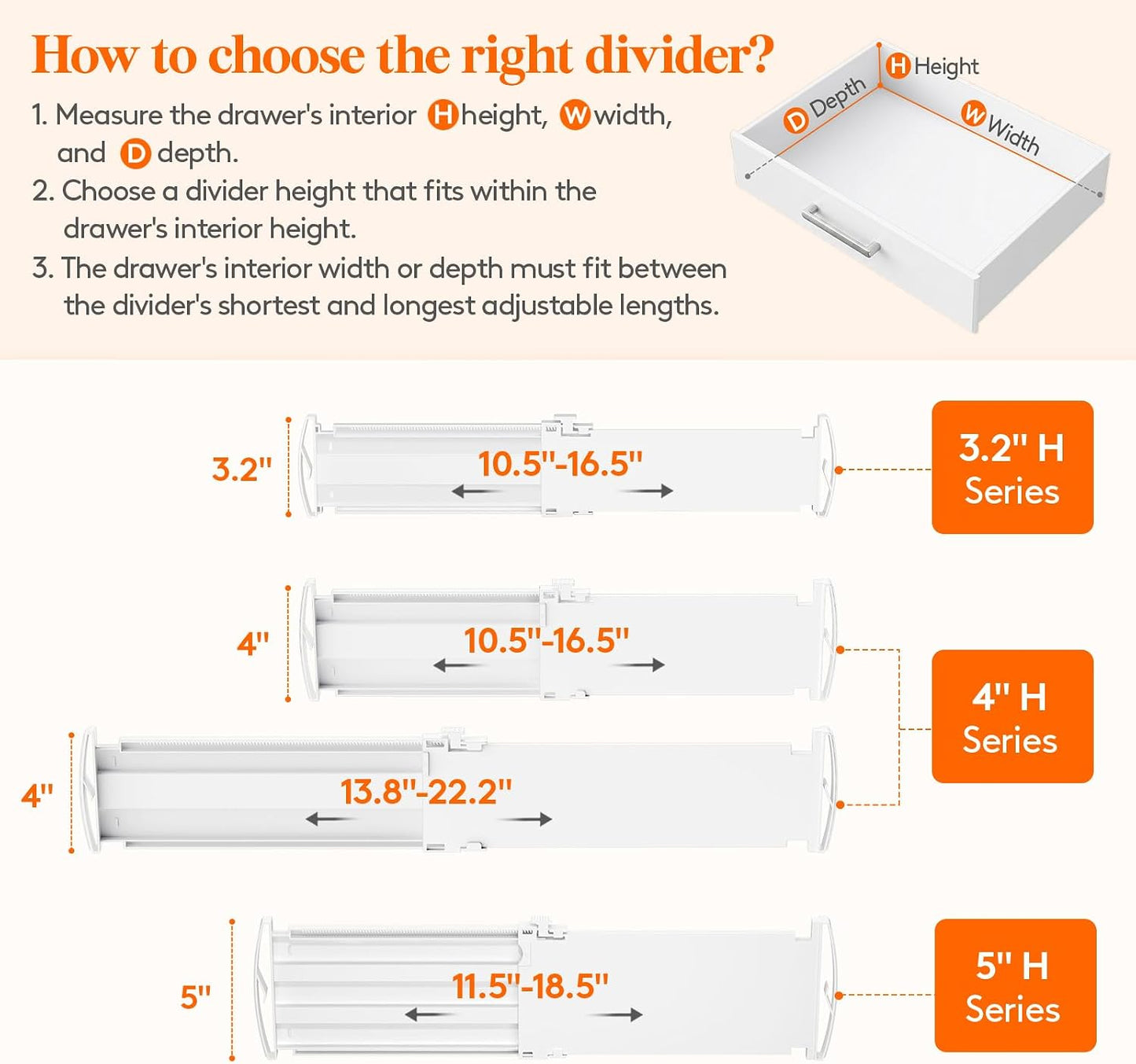 Lifewit 3.2" High Drawer Dividers for Clothes, Adjustable Drawer Organizers