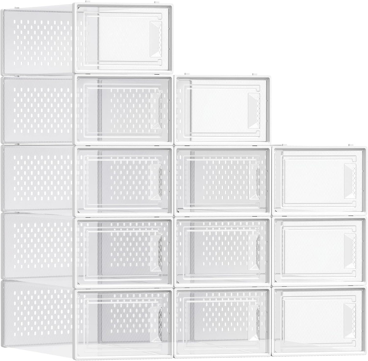 SONGMICS Shoe Boxes, Clear Plastic Sneaker Box, Pack of 12