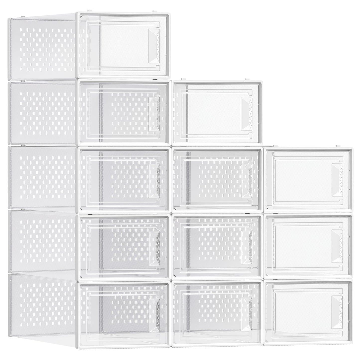 SONGMICS Shoe Boxes, Clear Plastic Sneaker Box, Pack of 12